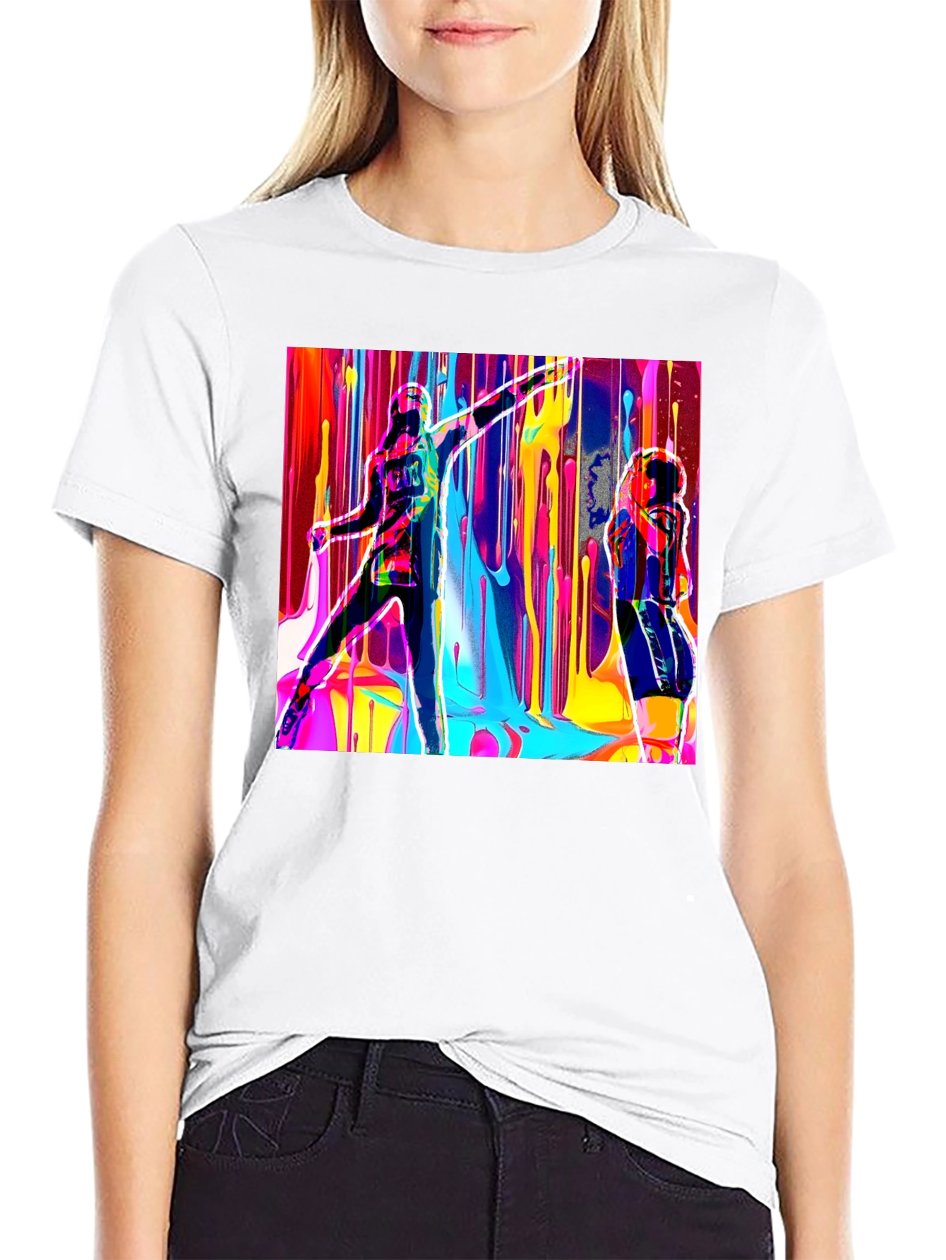 Abstract Art Drip Design Black T-Shirt