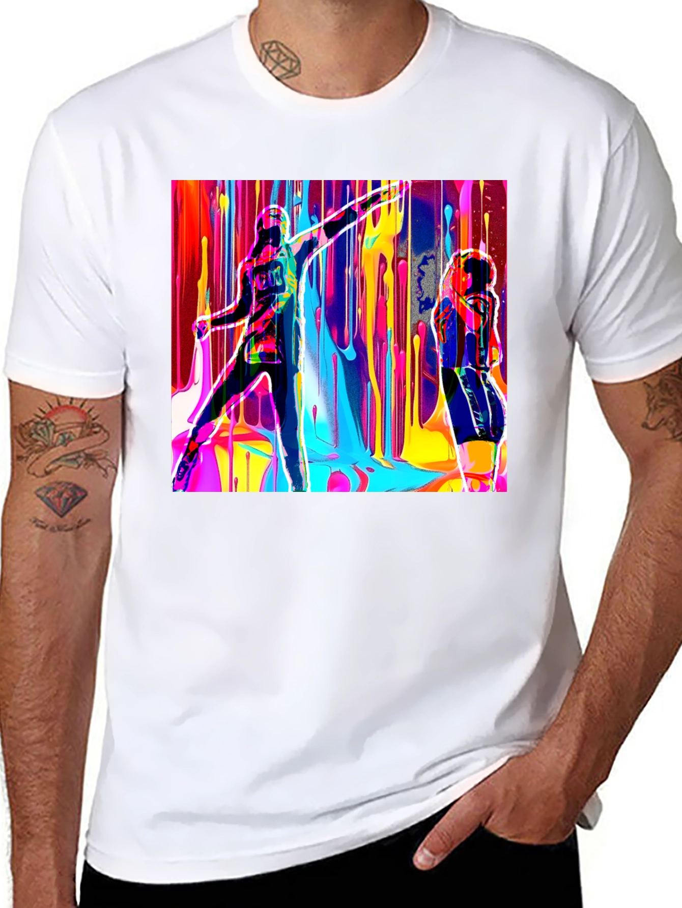 Abstract Art Drip Design Black T-Shirt