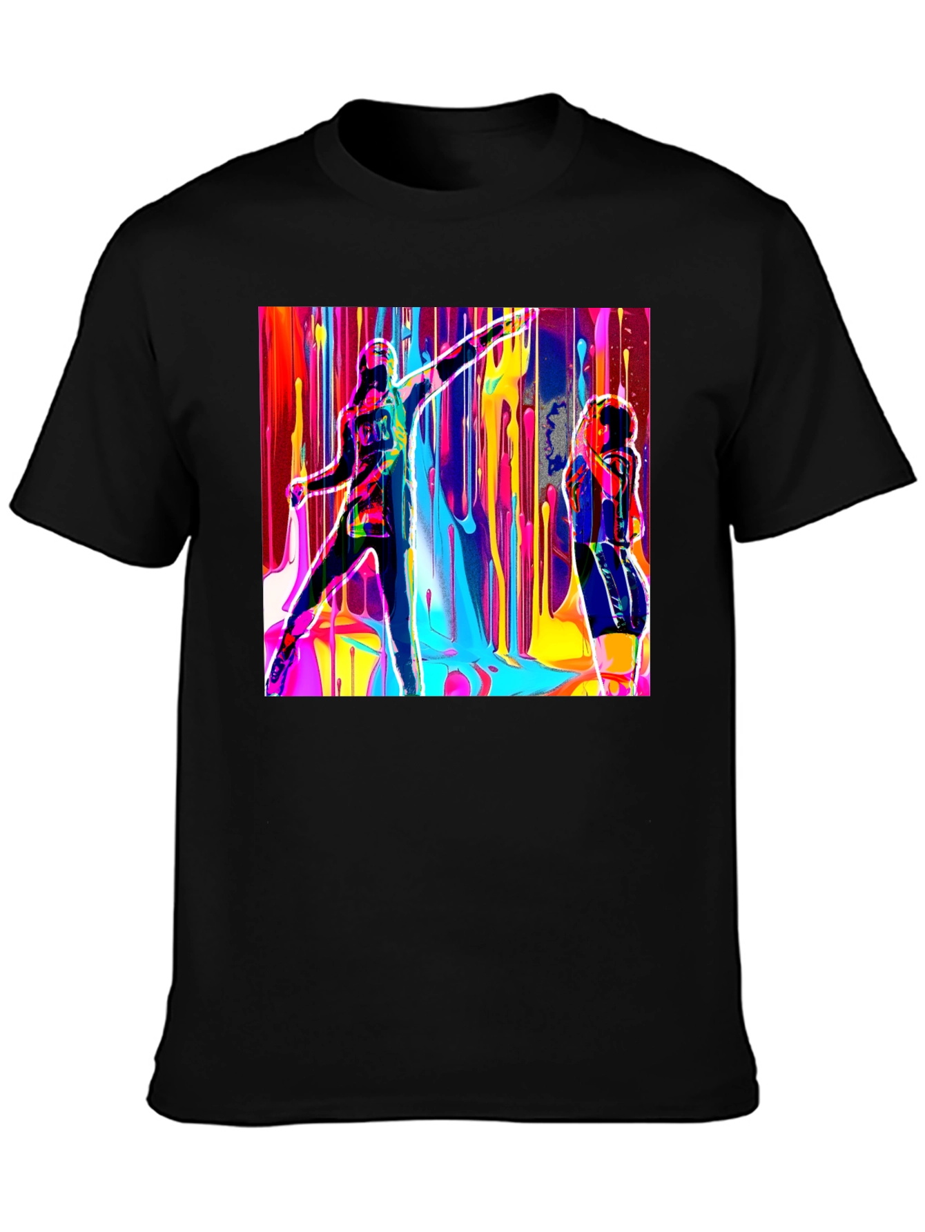 Abstract Art Drip Design Black T-Shirt
