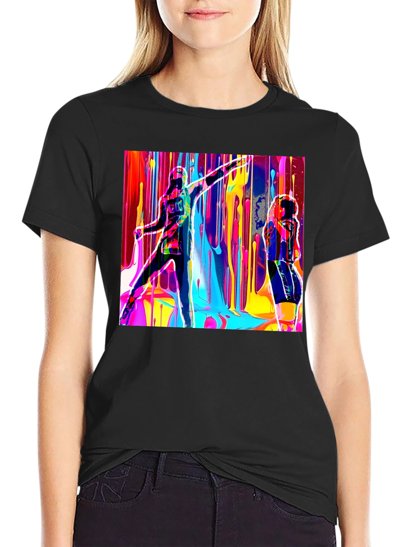 Abstract Art Drip Design Black T-Shirt