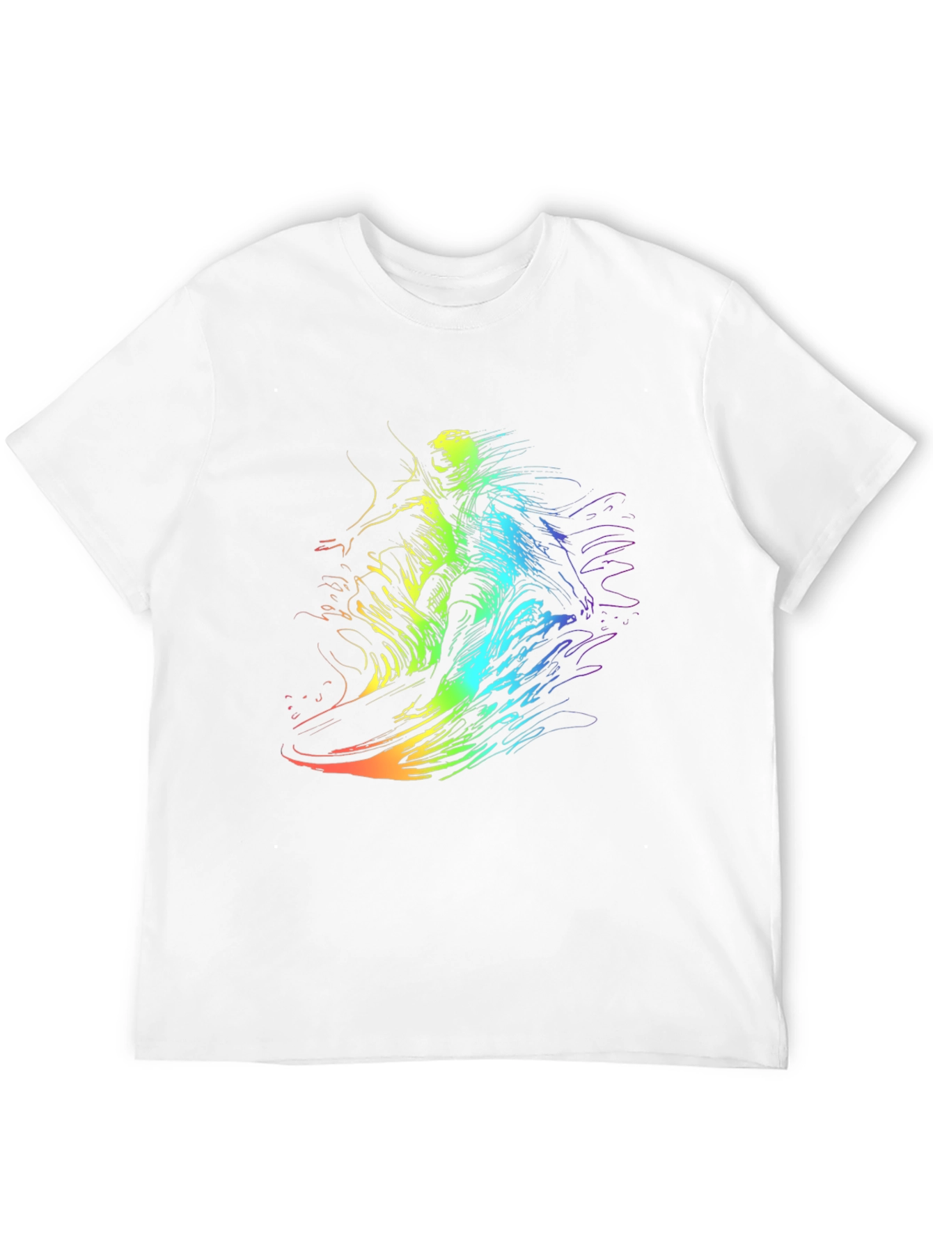 Rainbow Surf Tee - Unique Graphic Print Black T-Shirt