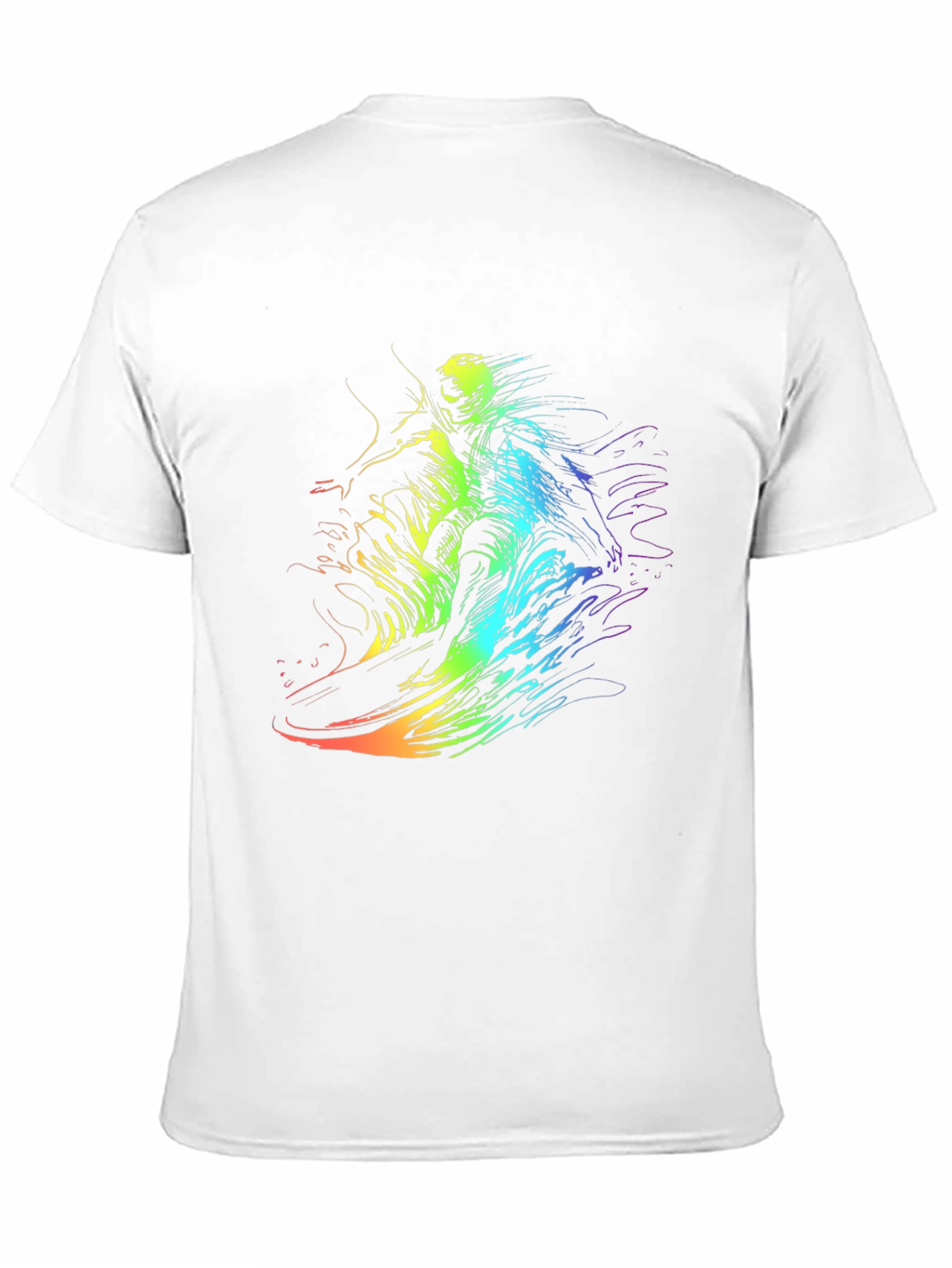 Rainbow Surf Tee - Unique Graphic Print Black T-Shirt