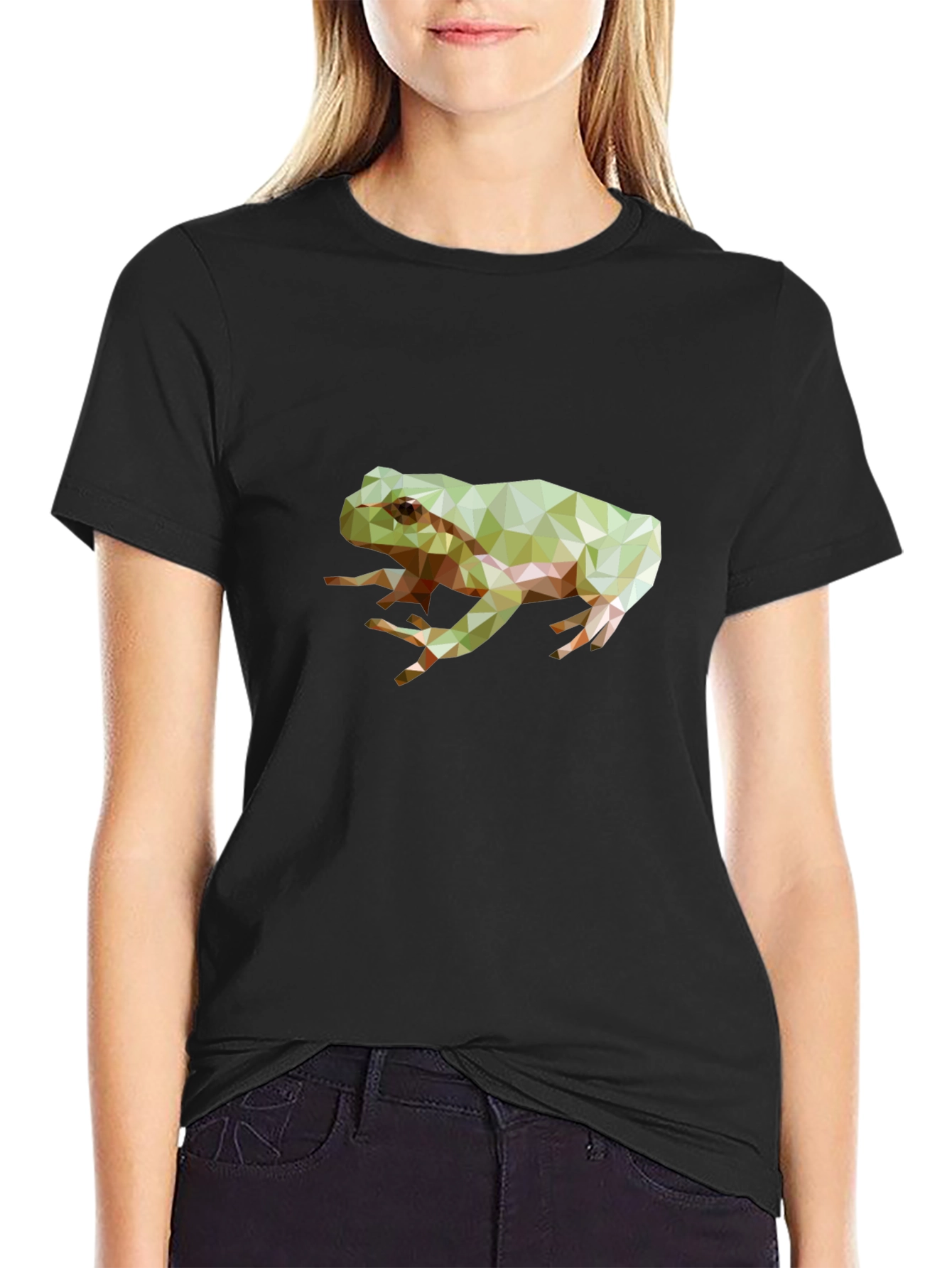 Geometric Frog Graphic Tee - Modern Mens Black T-Shirt