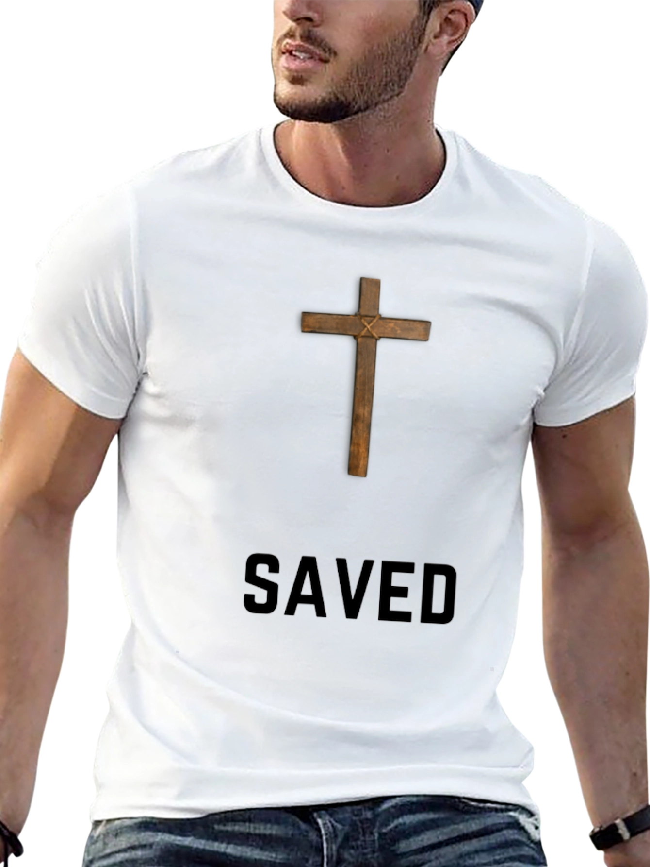 Saved Cross Graphic Tee - Religious T-Shirt