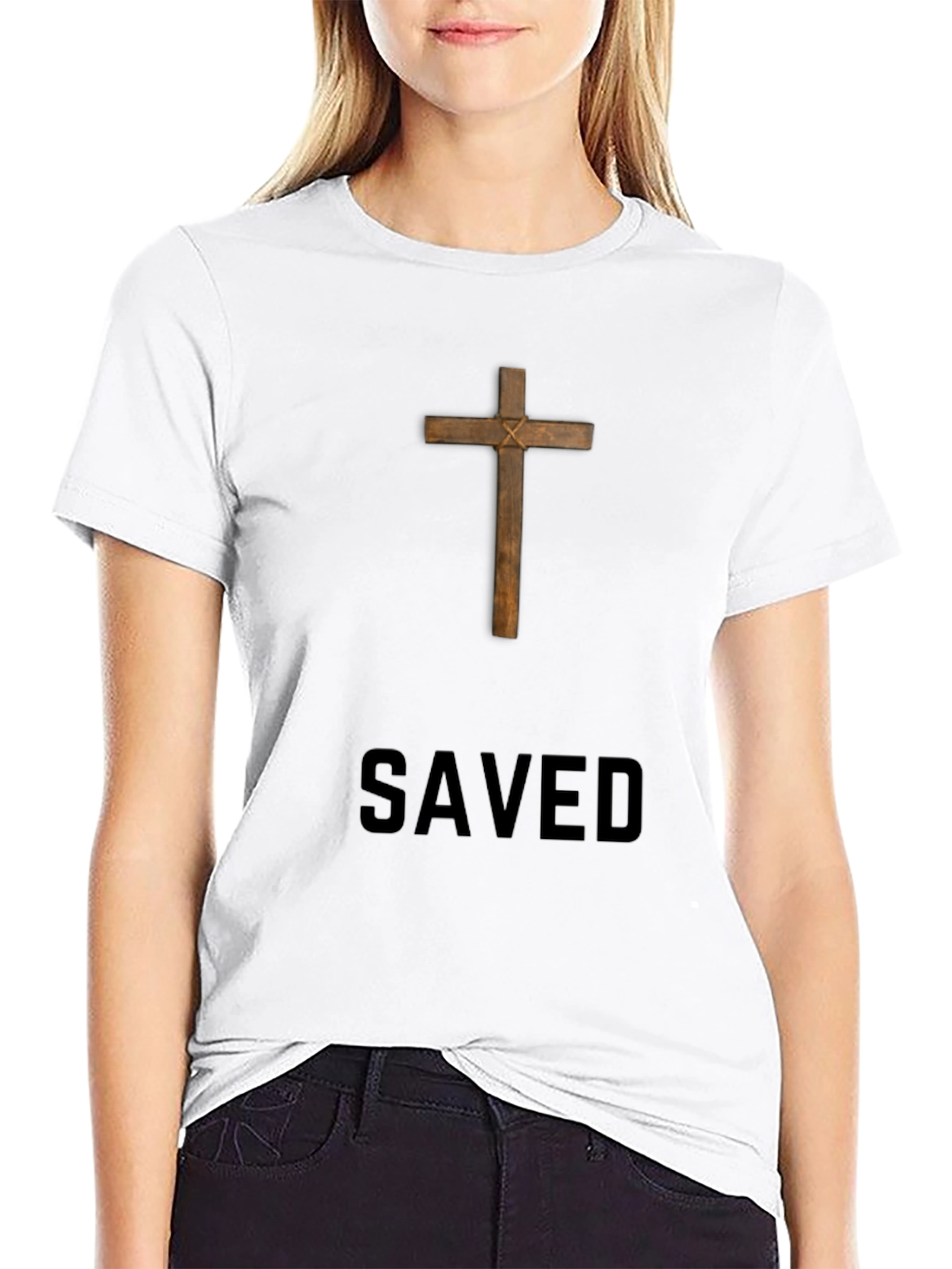 Saved Cross Graphic Tee - Religious T-Shirt