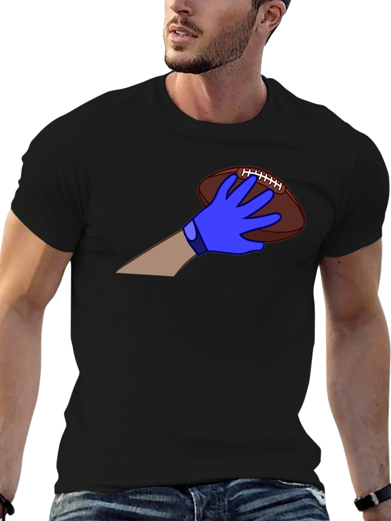 Football Fan T-Shirt - Blue Glove Catch