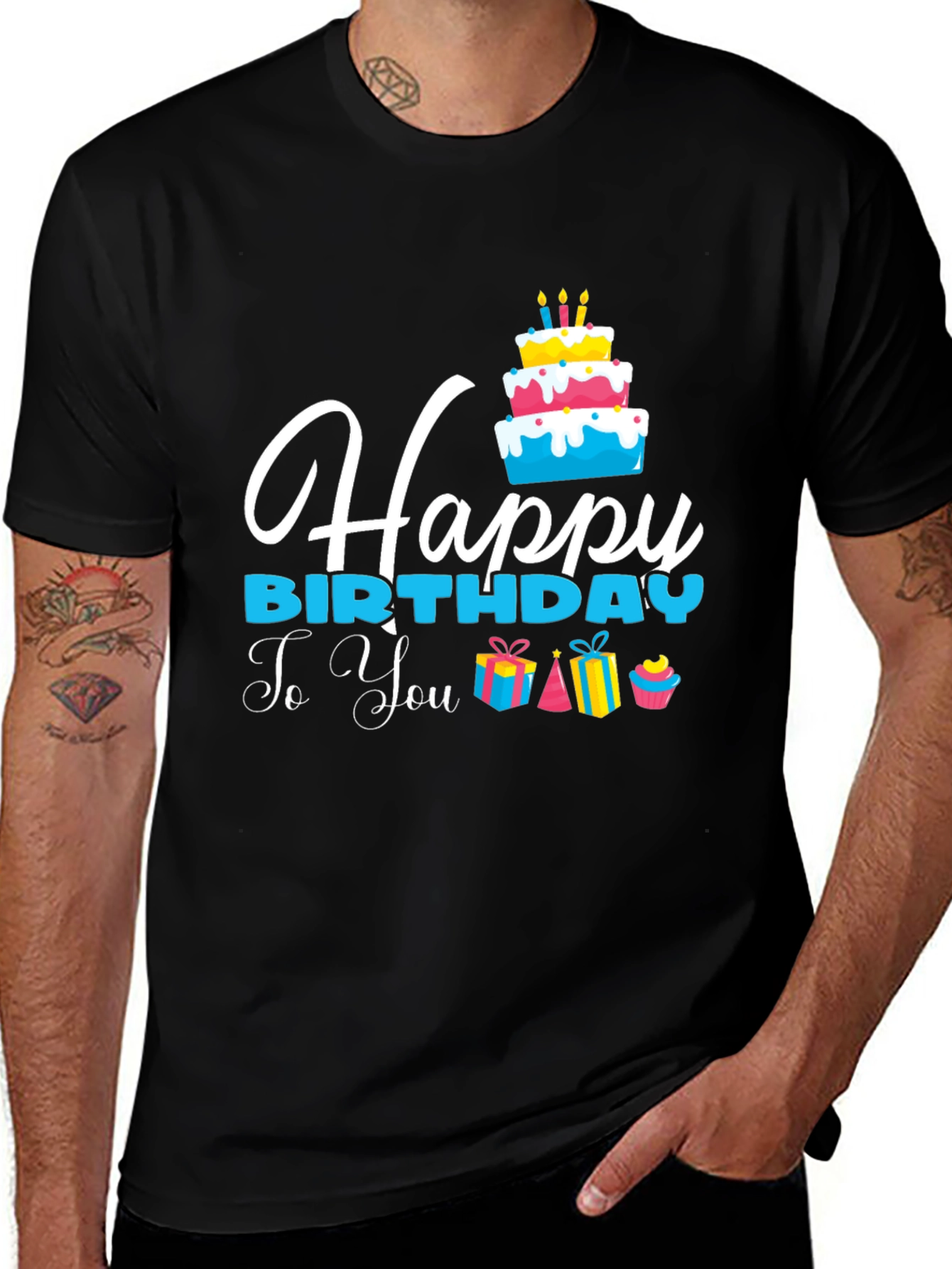 Happy Birthday Graphic T-Shirt - Black