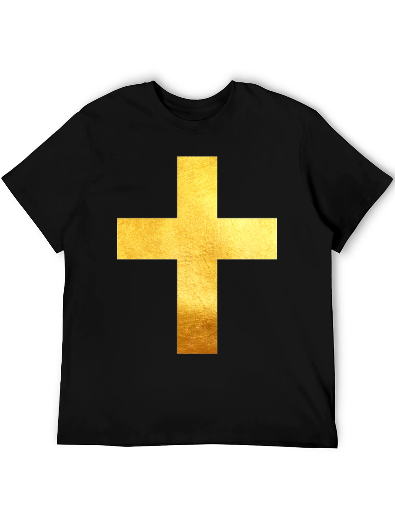 Gold Cross Graphic Black T-Shirt