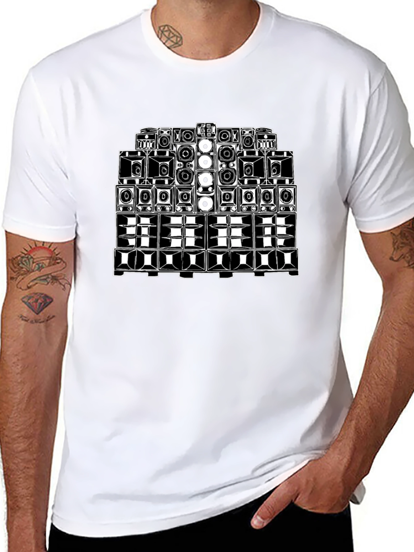 Speaker Stack Black T-Shirt - Sound System Design