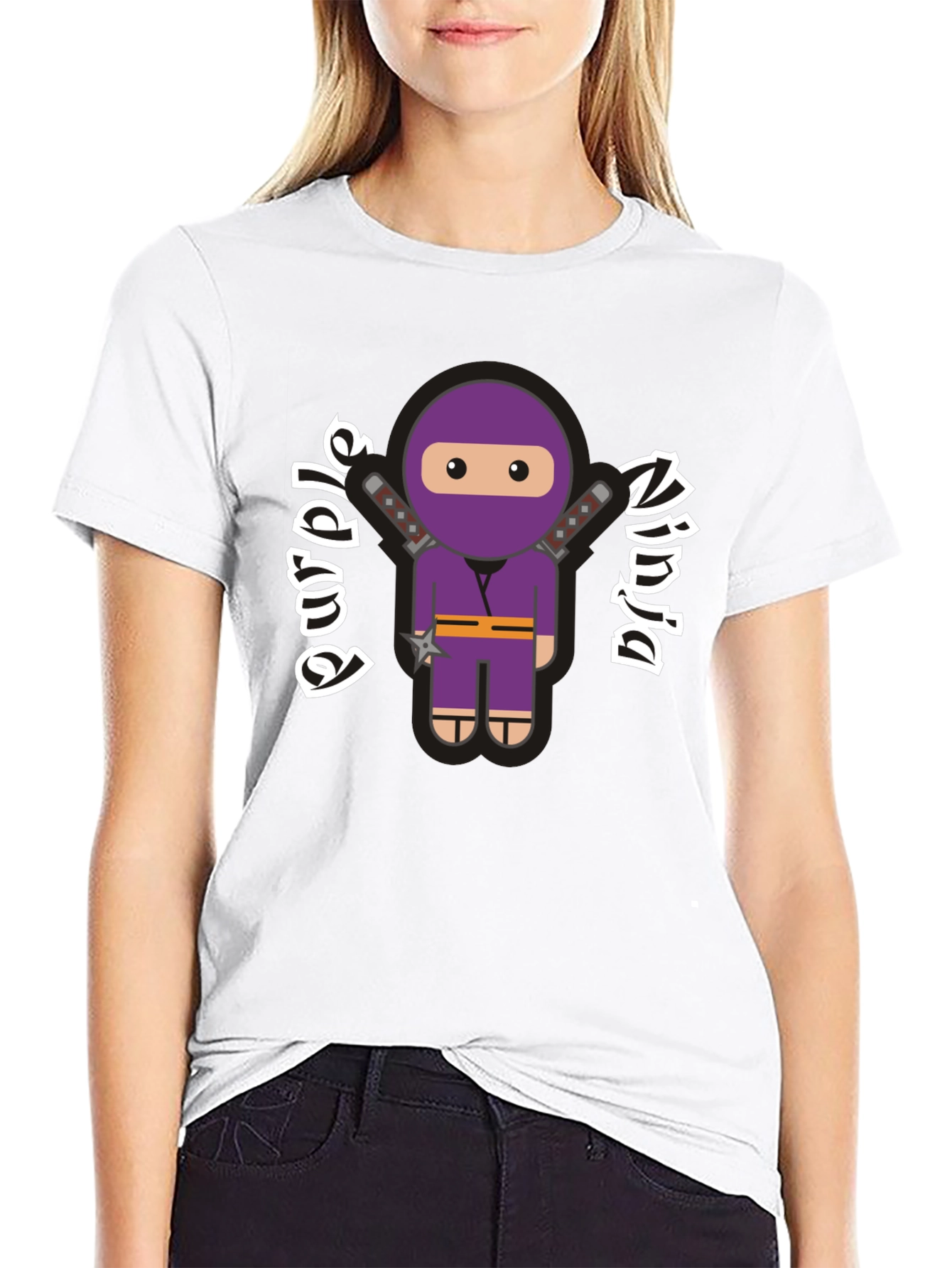 Purple Ninja Cartoon Graphic T-Shirt