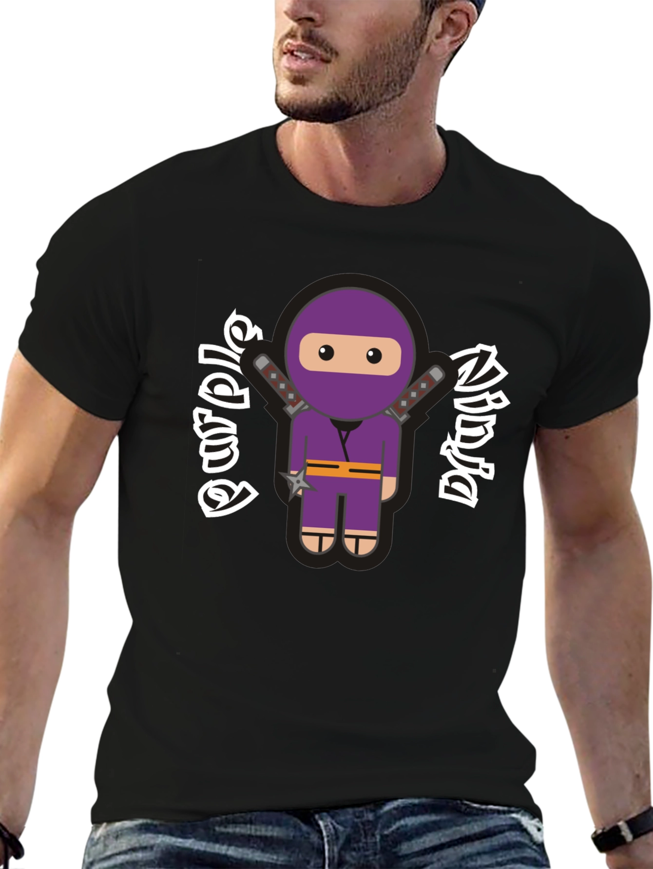 Purple Ninja Cartoon Graphic T-Shirt
