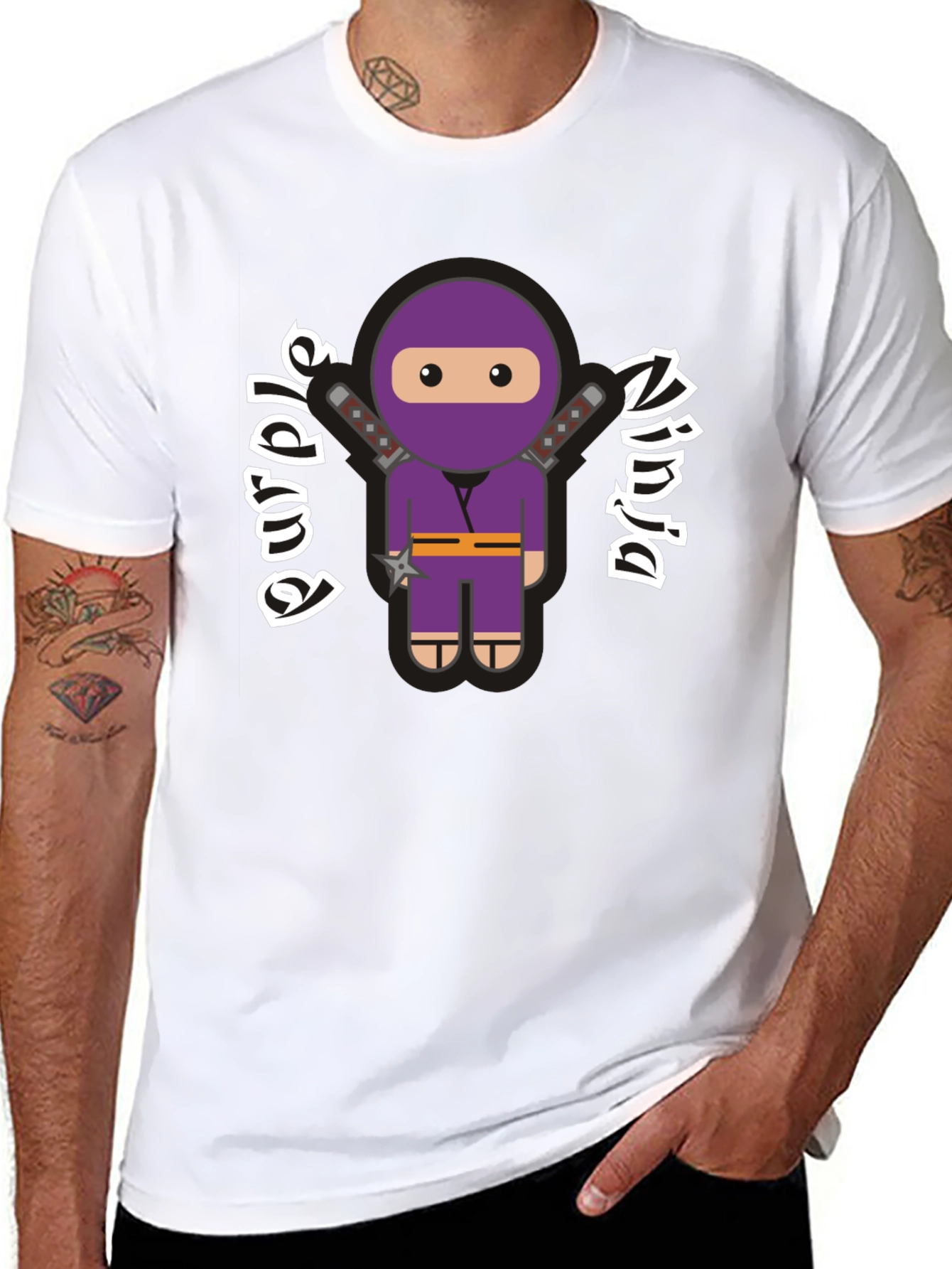 Purple Ninja Cartoon Graphic T-Shirt