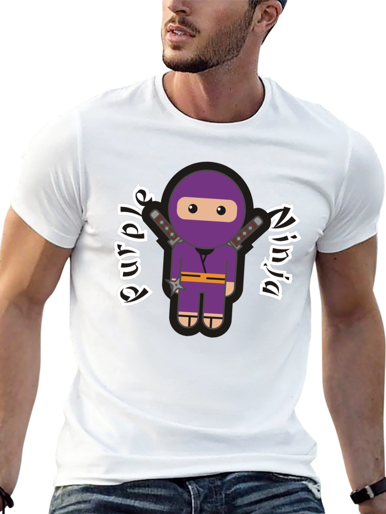 Purple Ninja Cartoon Graphic T-Shirt