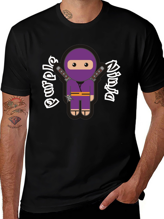 Purple Ninja Cartoon Graphic T-Shirt