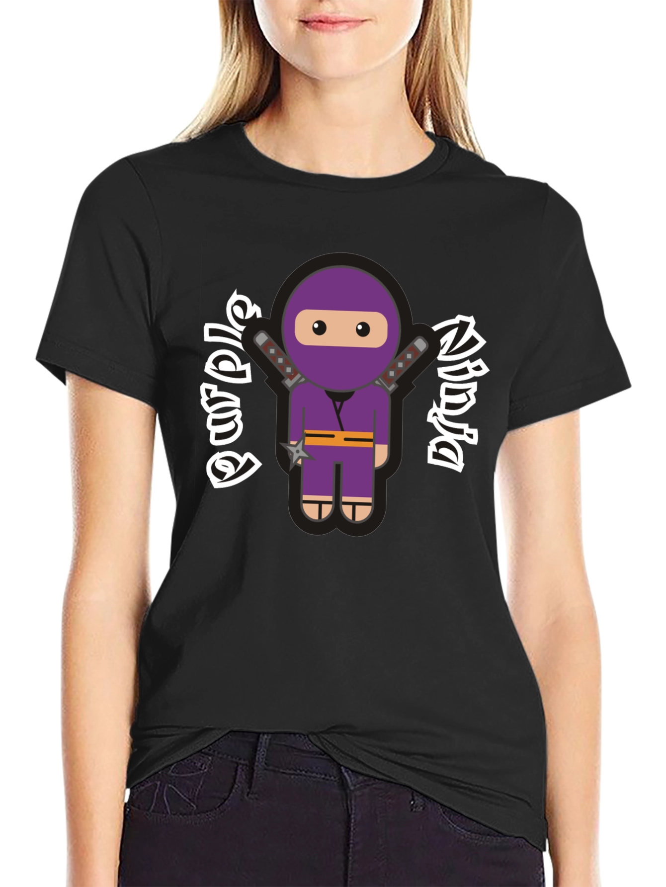 Purple Ninja Cartoon Graphic T-Shirt