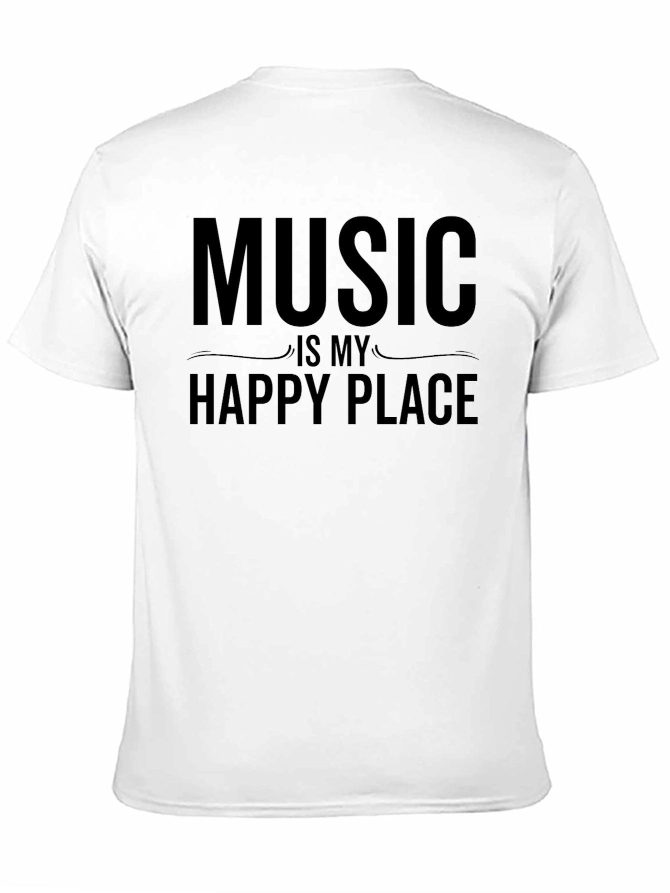 Music Is My Happy Place Black Graphic T-Shirt