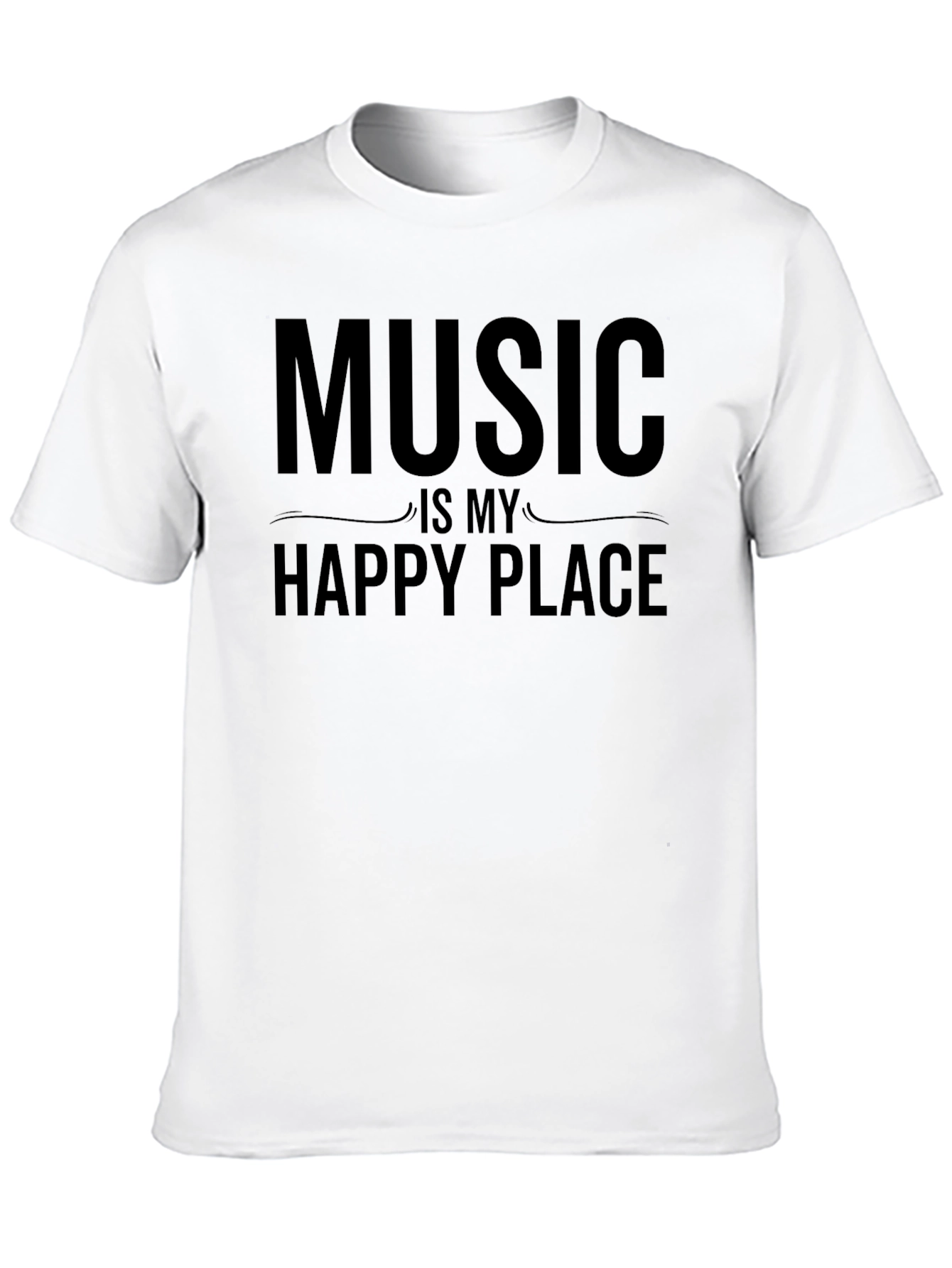 Music Is My Happy Place Black Graphic T-Shirt