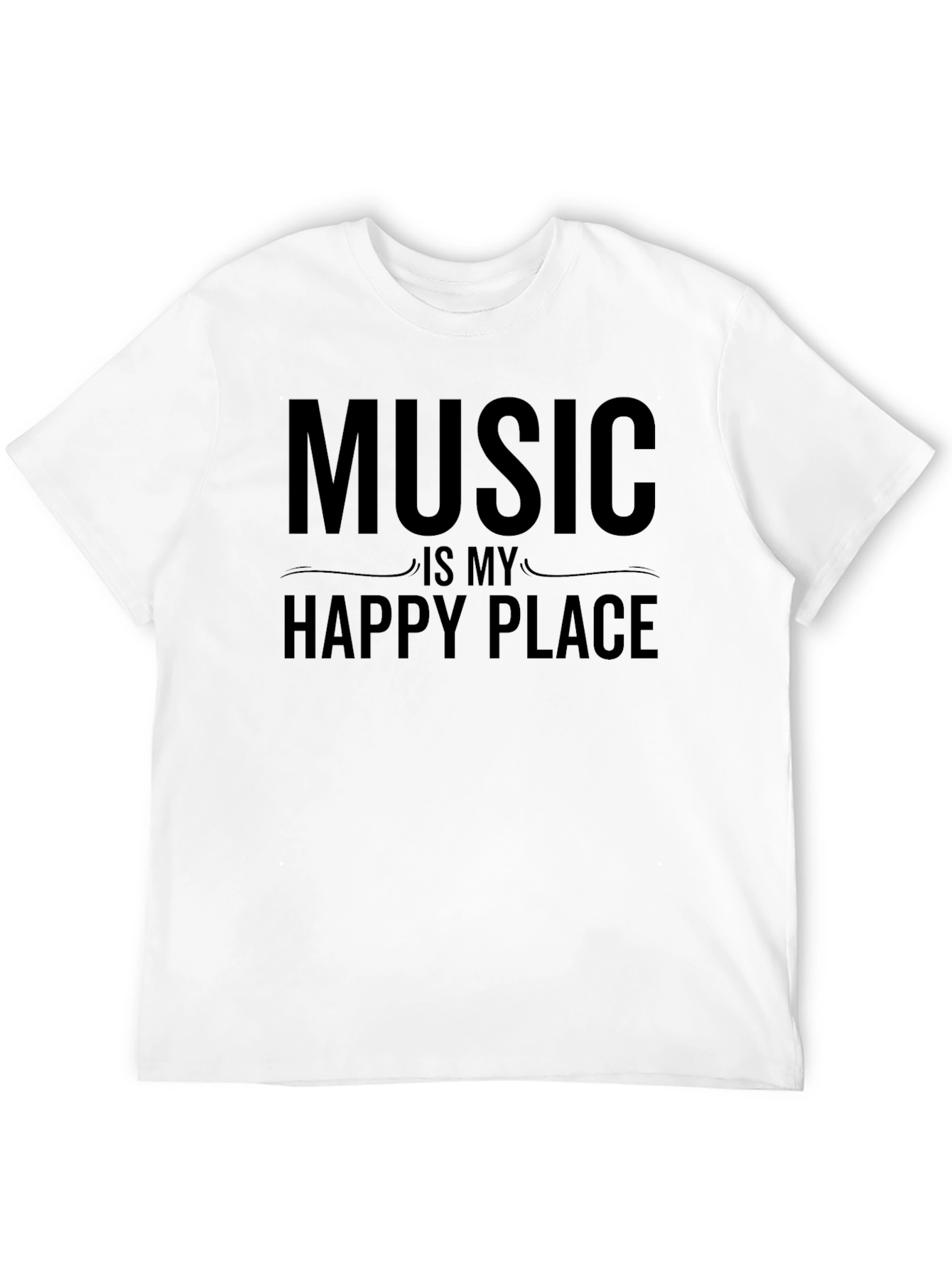 Music Is My Happy Place Black Graphic T-Shirt