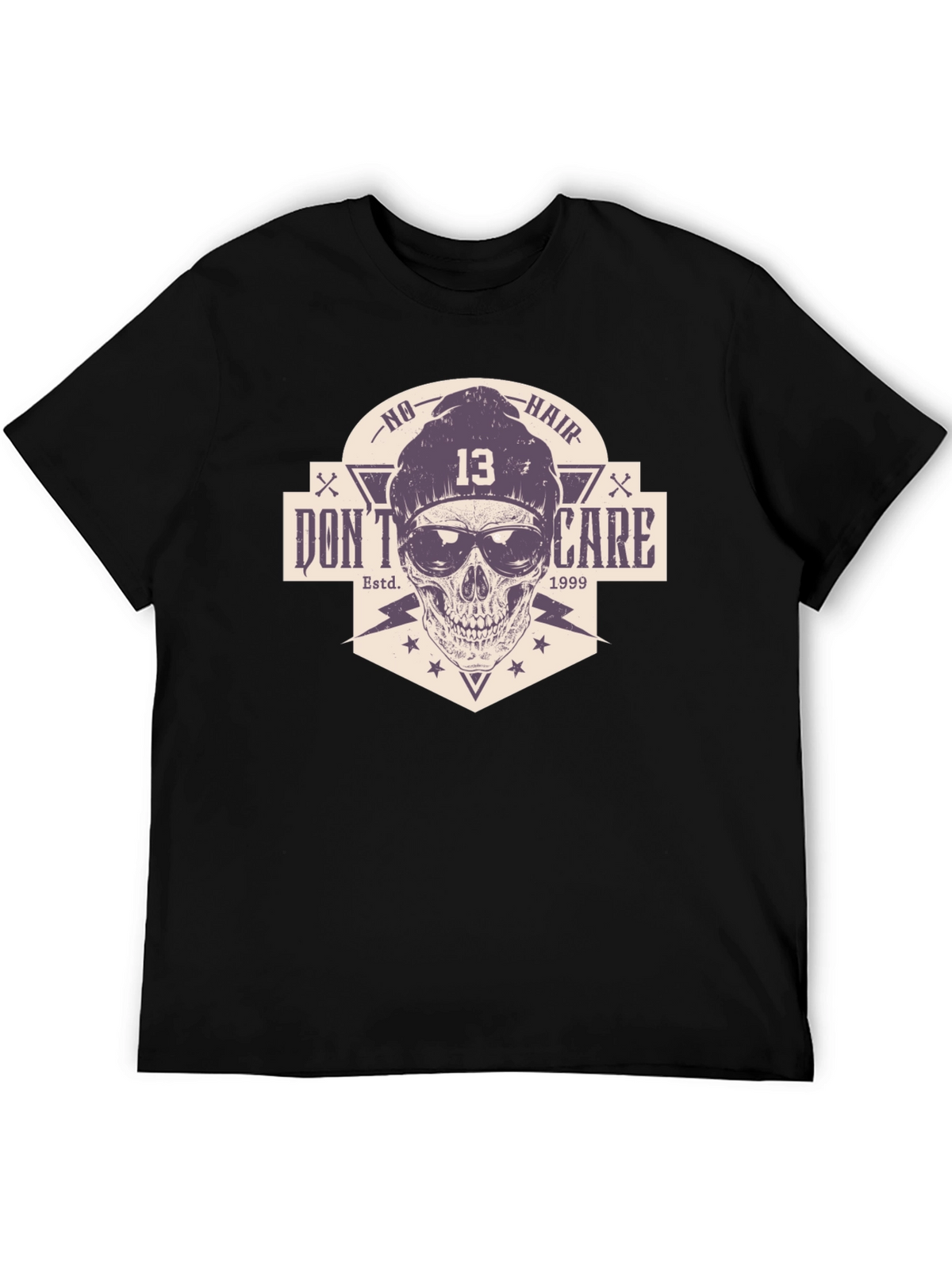Skull Graphic Tee - No Hair Dont Care T-Shirt