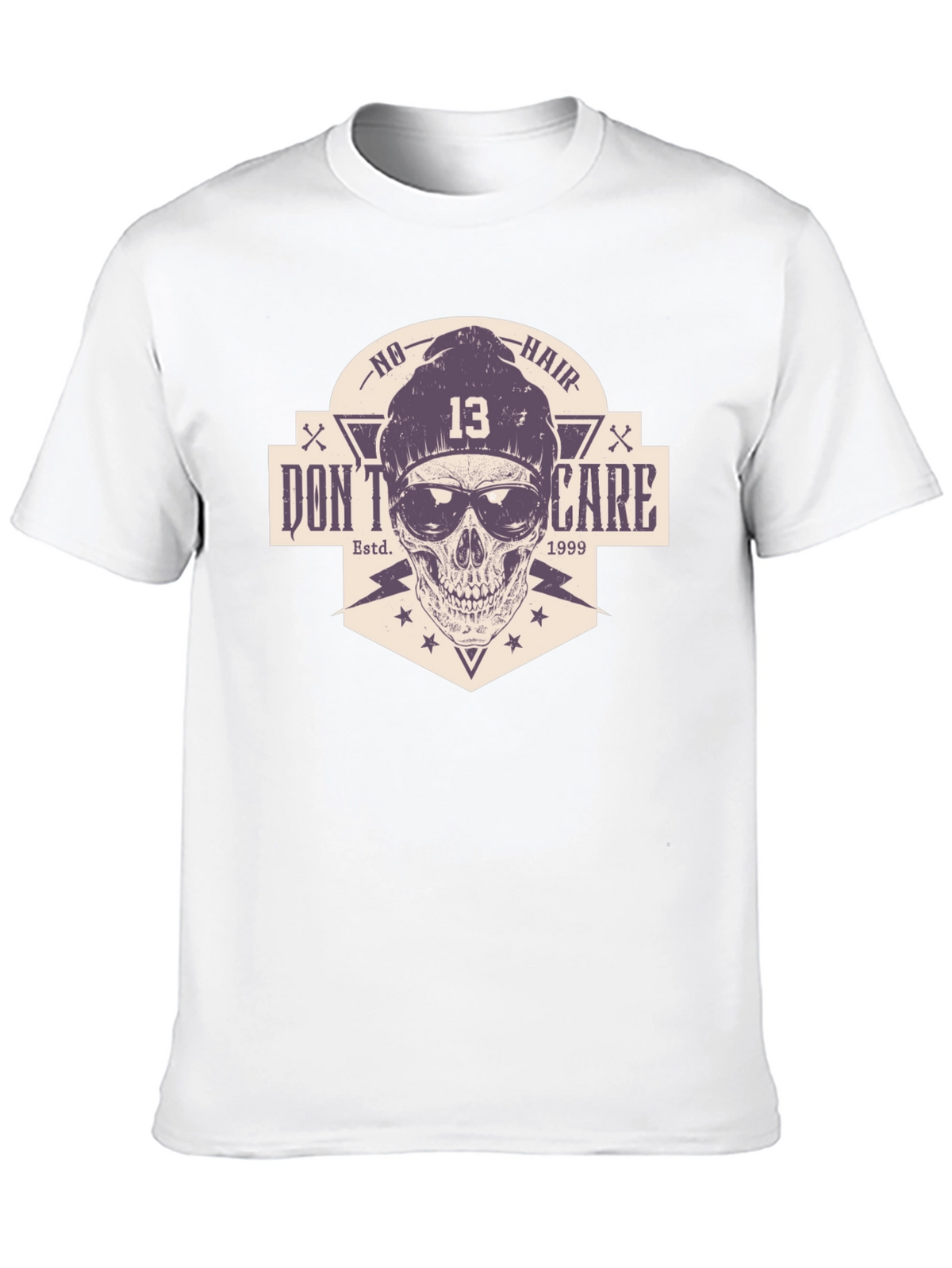 Skull Graphic Tee - No Hair Dont Care T-Shirt