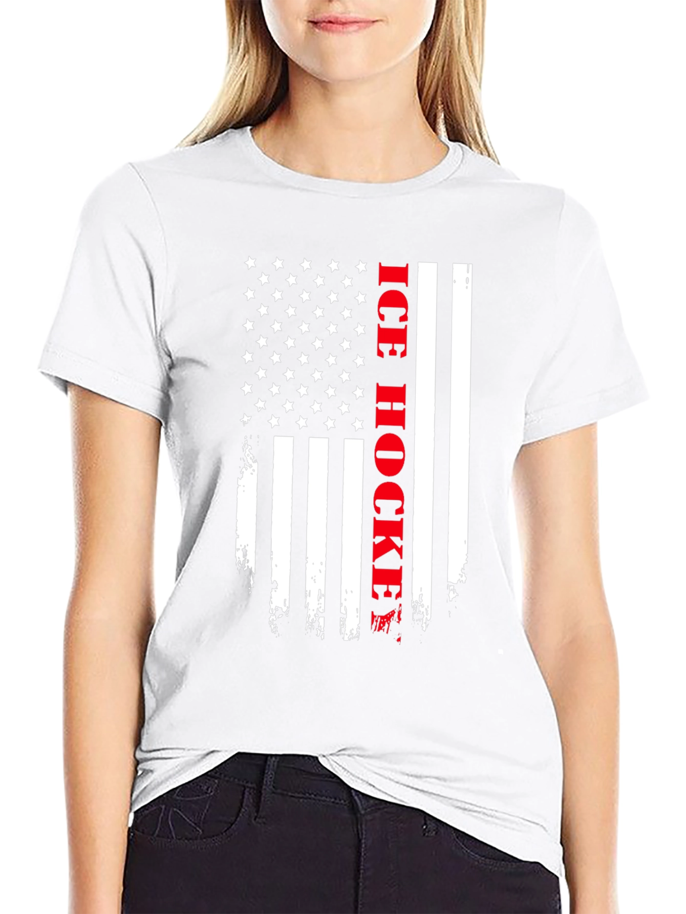 American Flag Ice Hockey T-Shirt