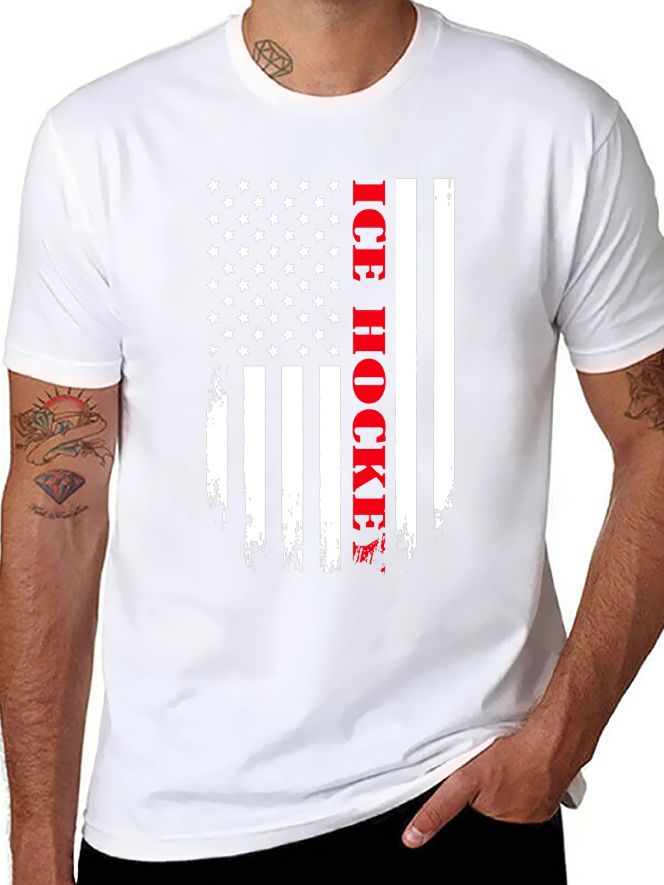 American Flag Ice Hockey T-Shirt