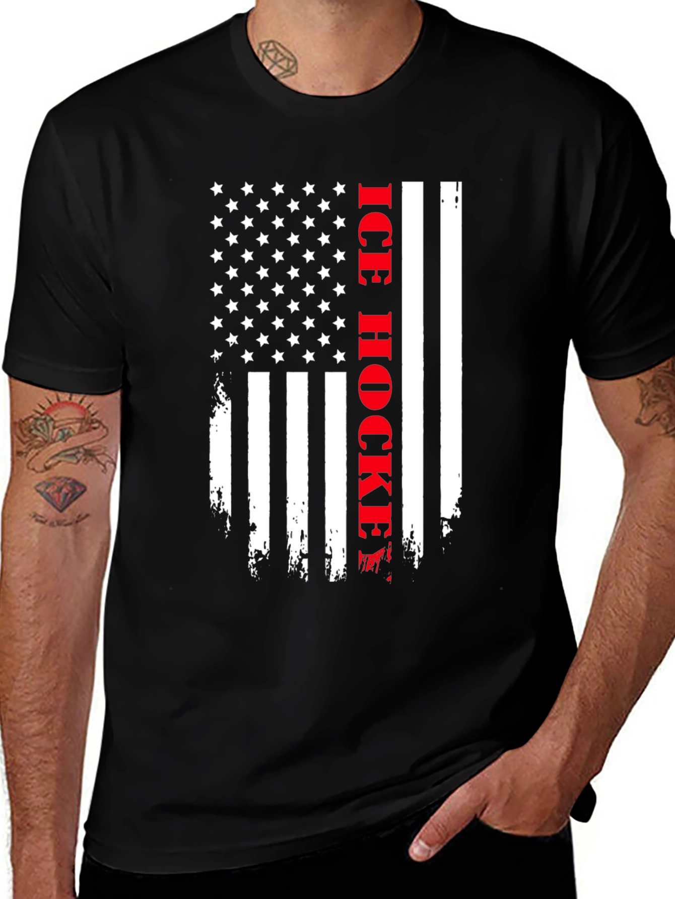American Flag Ice Hockey T-Shirt