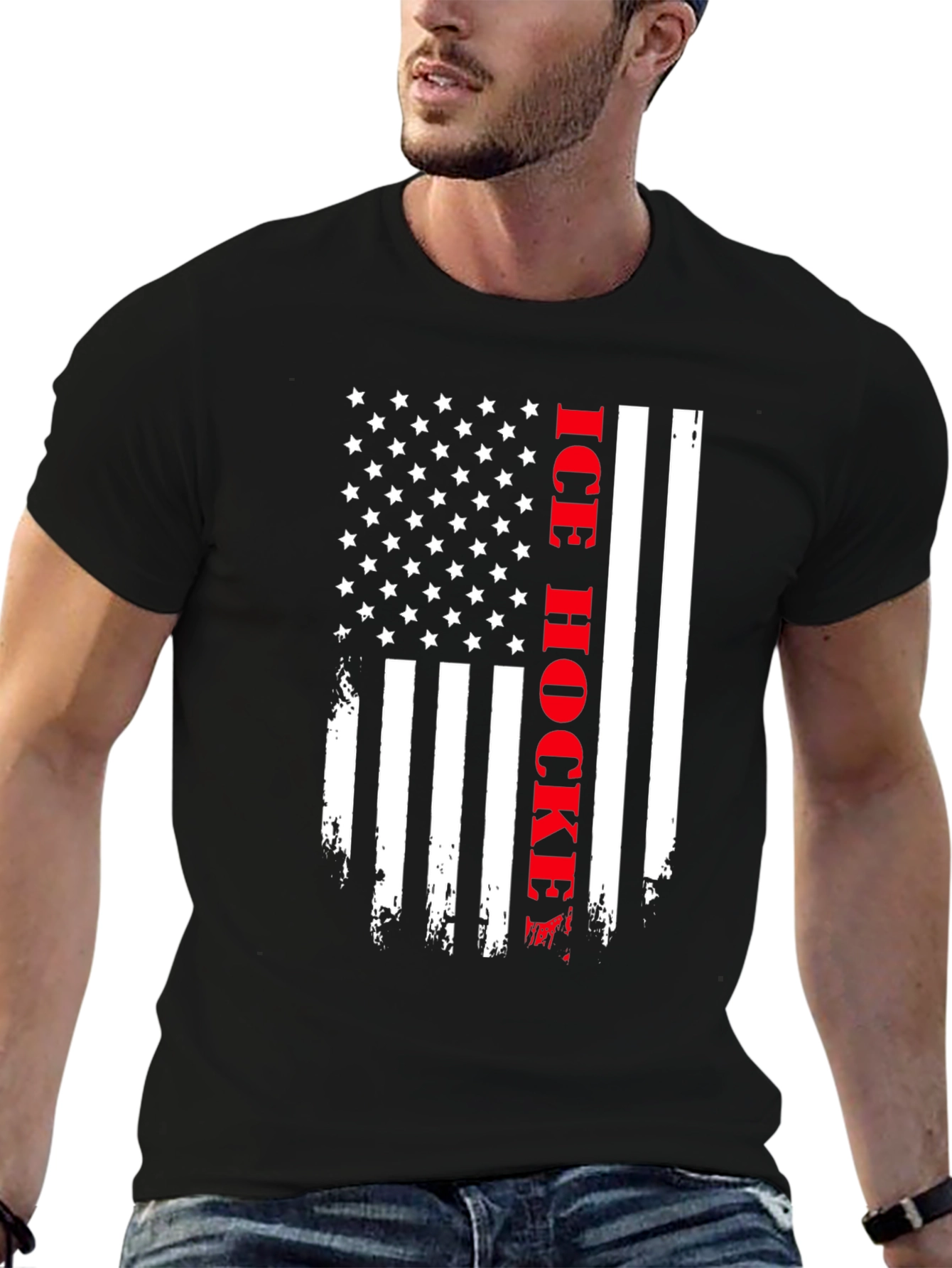 American Flag Ice Hockey T-Shirt