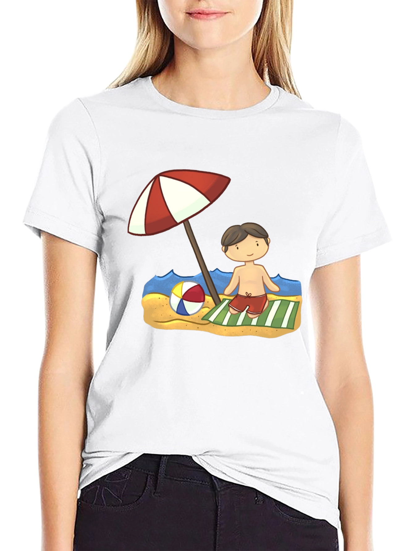 Beach Boy Cartoon Graphic Tee - Black