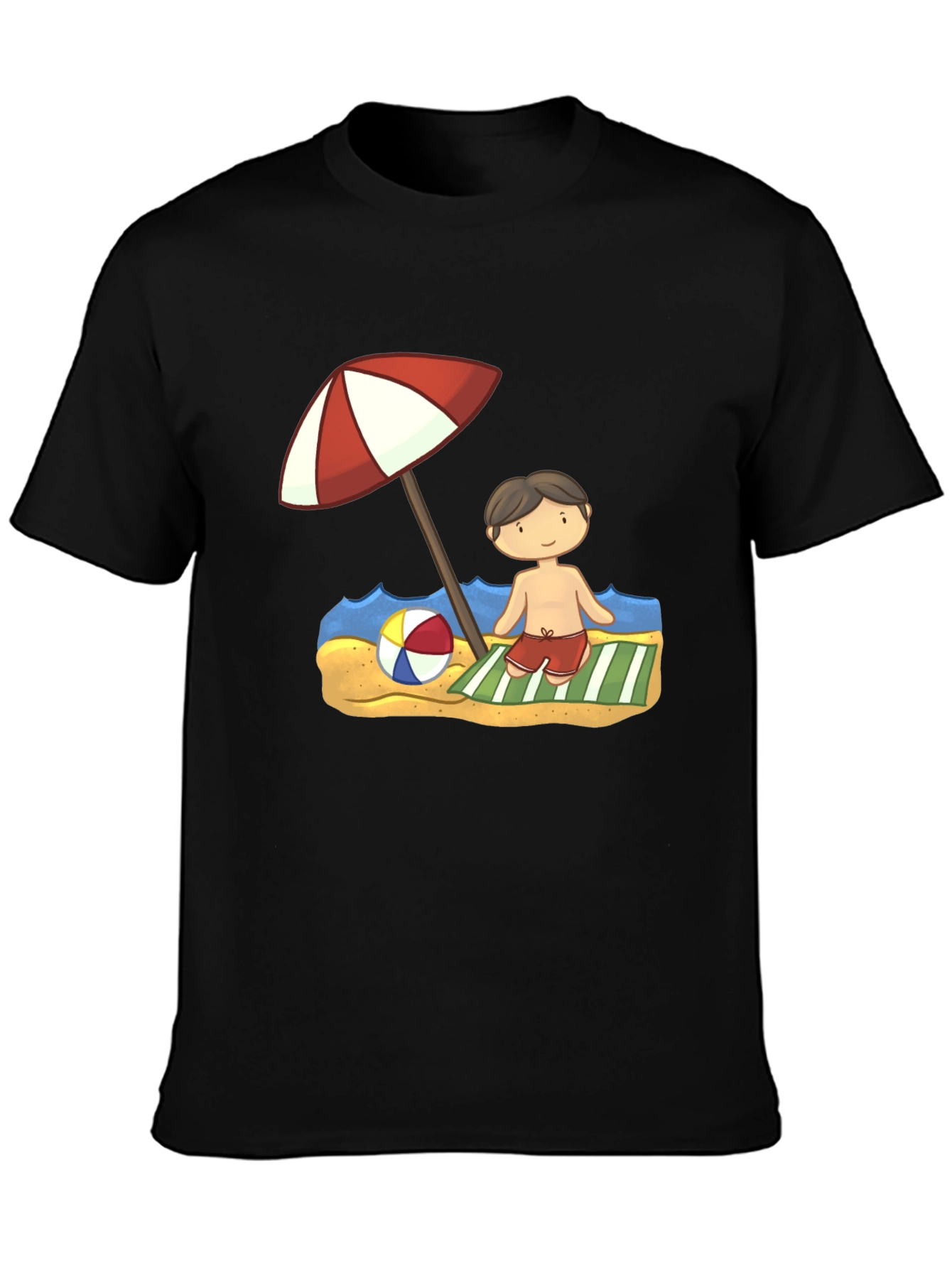 Beach Boy Cartoon Graphic Tee - Black
