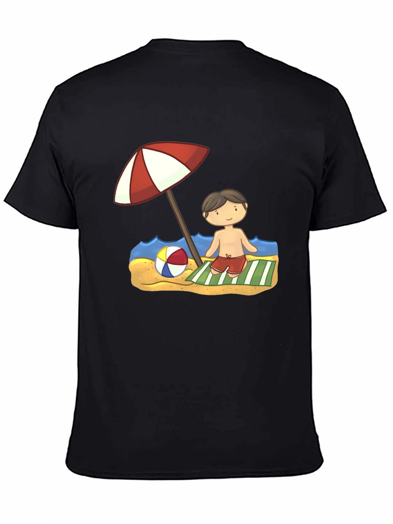 Beach Boy Cartoon Graphic Tee - Black