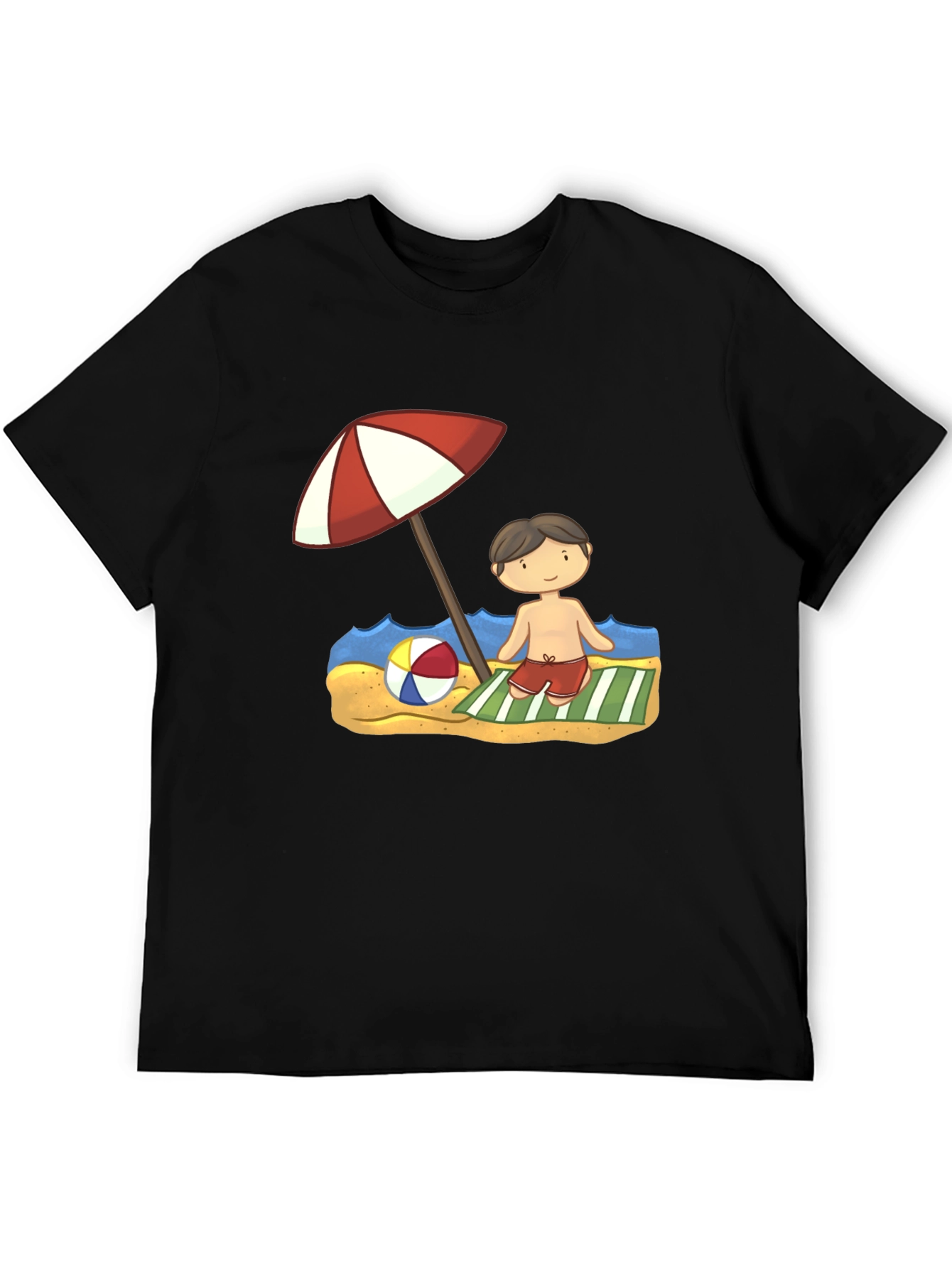 Beach Boy Cartoon Graphic Tee - Black
