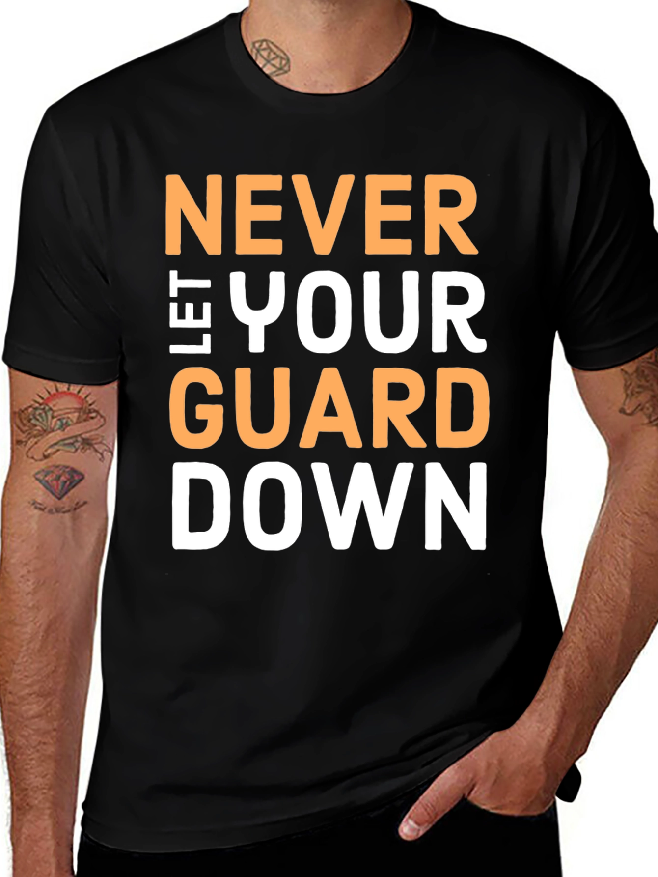 Never Let Your Guard Down Black T-Shirt