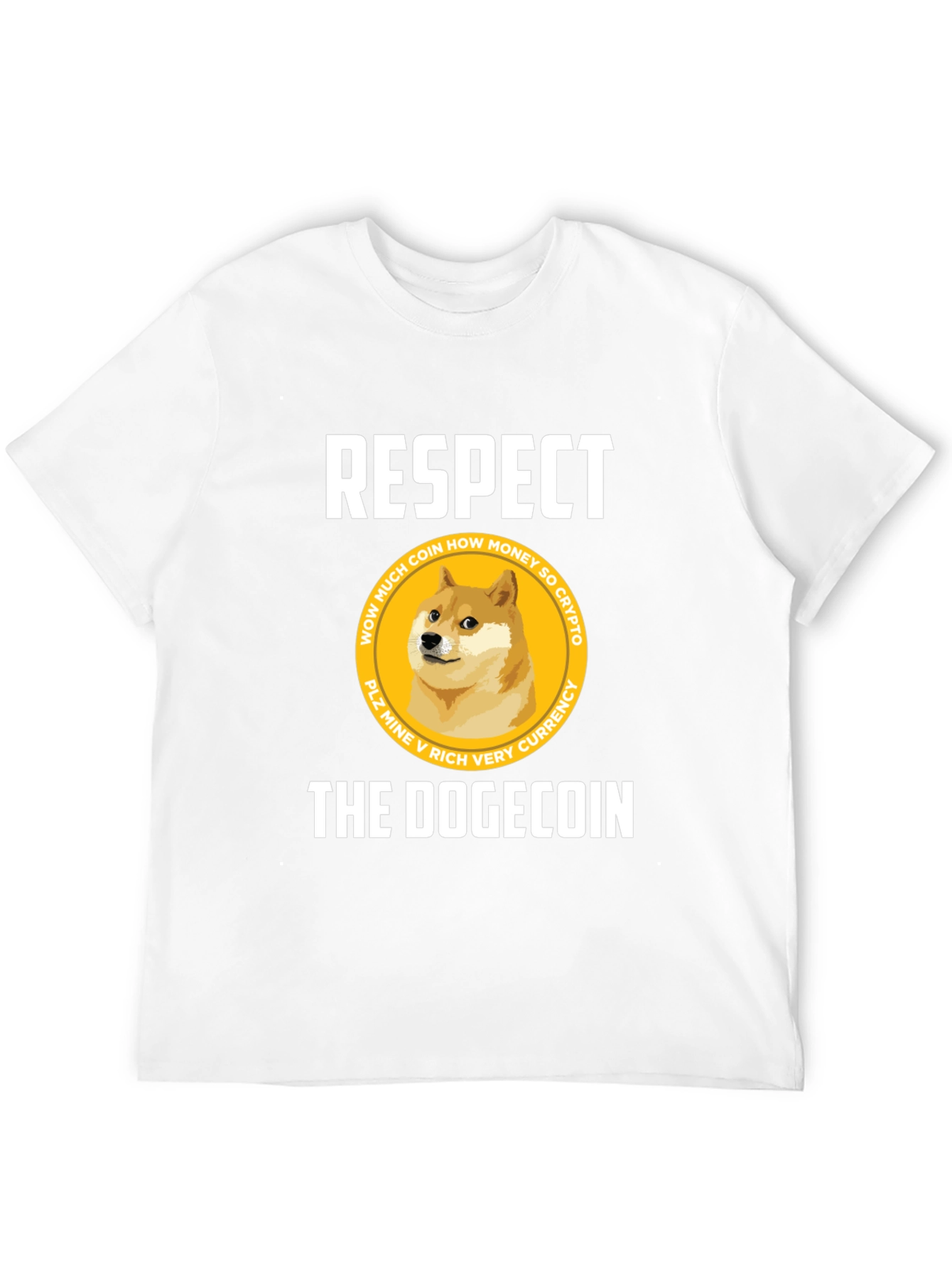 Respect The Dogecoin Black T-Shirt Crypto Humor