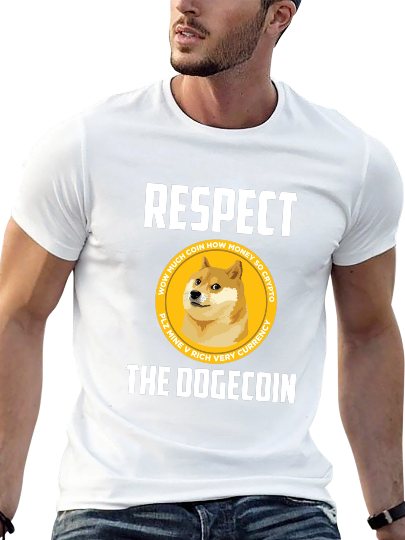 Respect The Dogecoin Black T-Shirt Crypto Humor