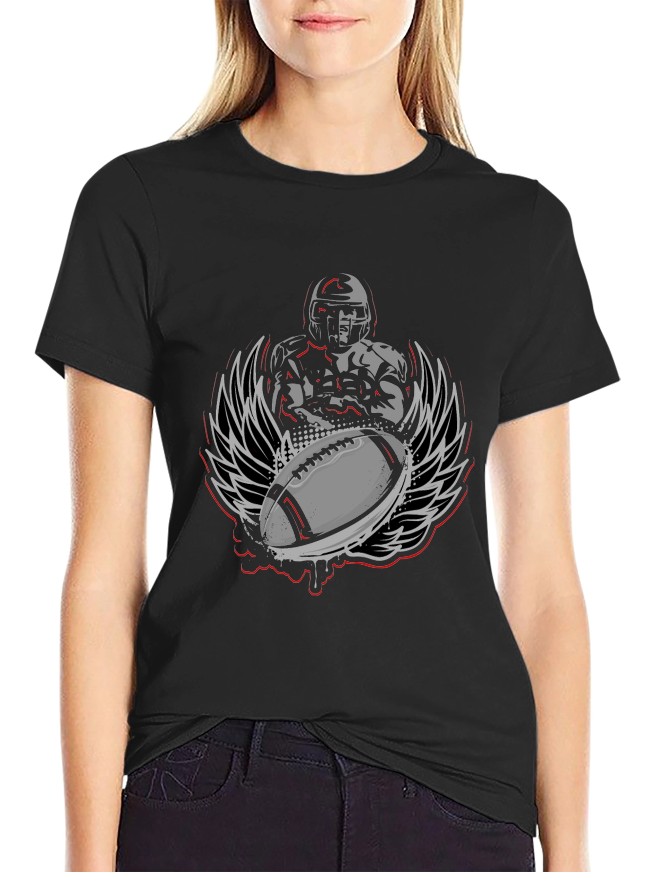Football Player Graphic Print T-Shirt