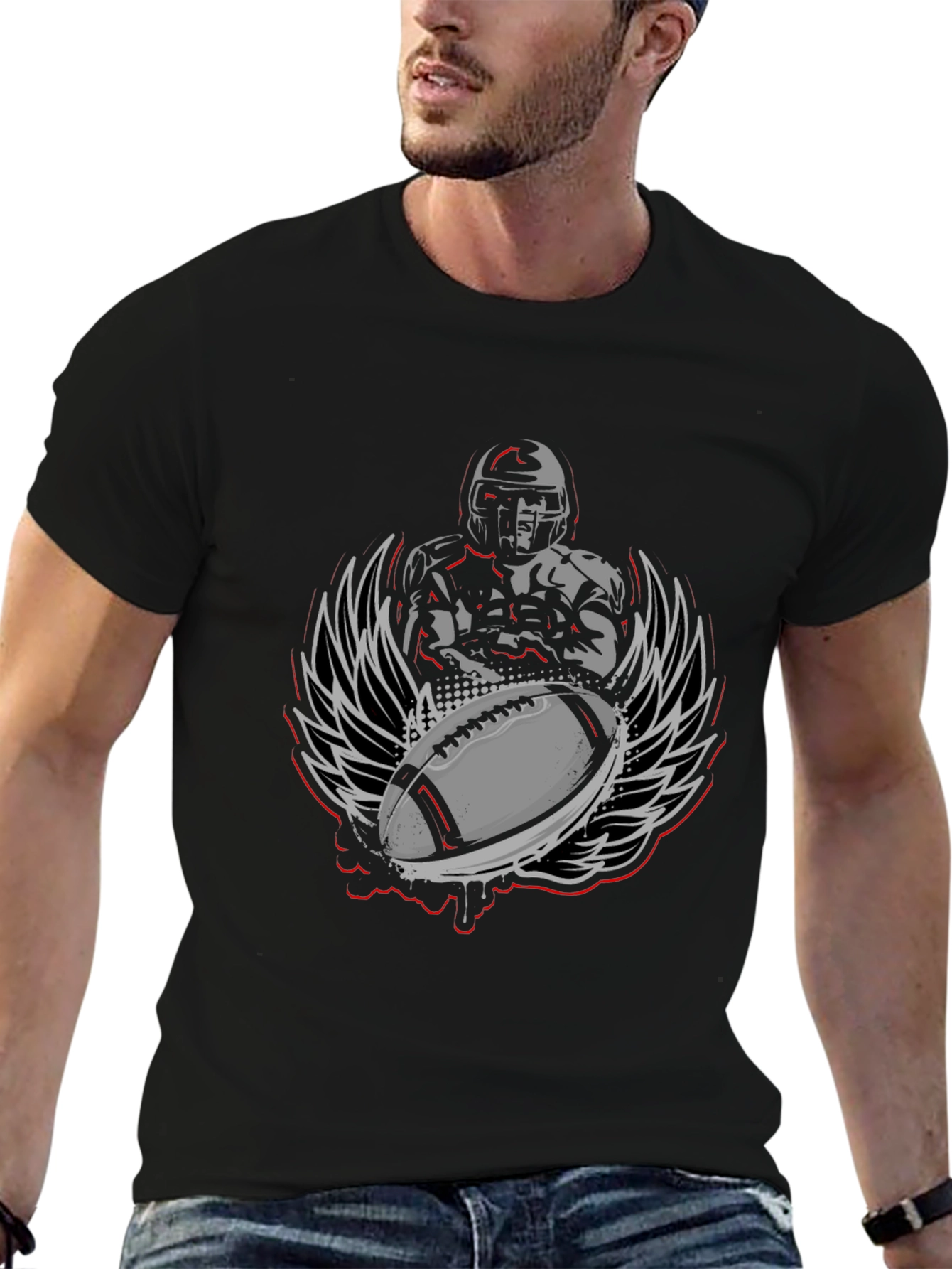Football Player Graphic Print T-Shirt