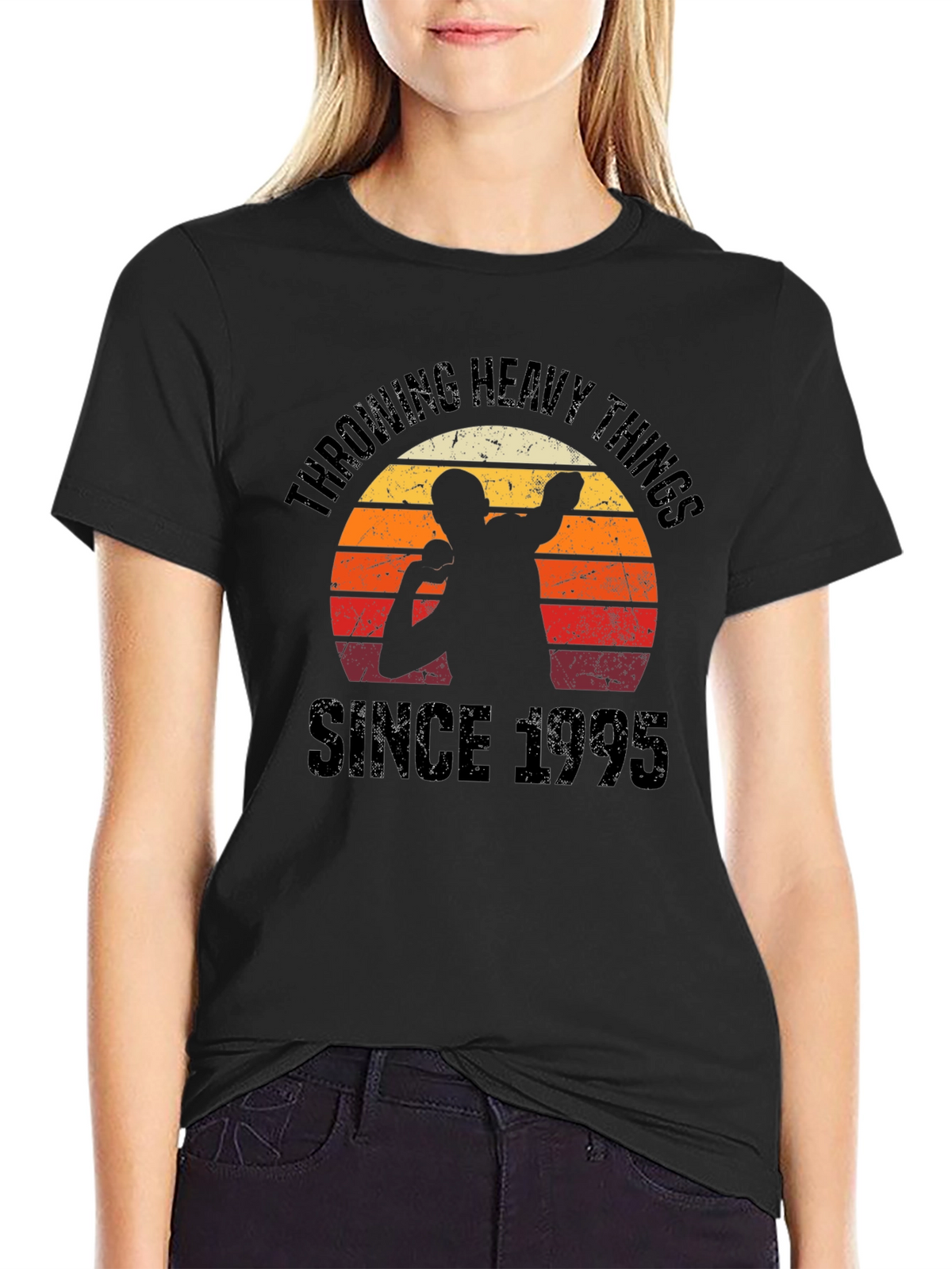 Throwing Heavy Things Since 1995 Black T-Shirt