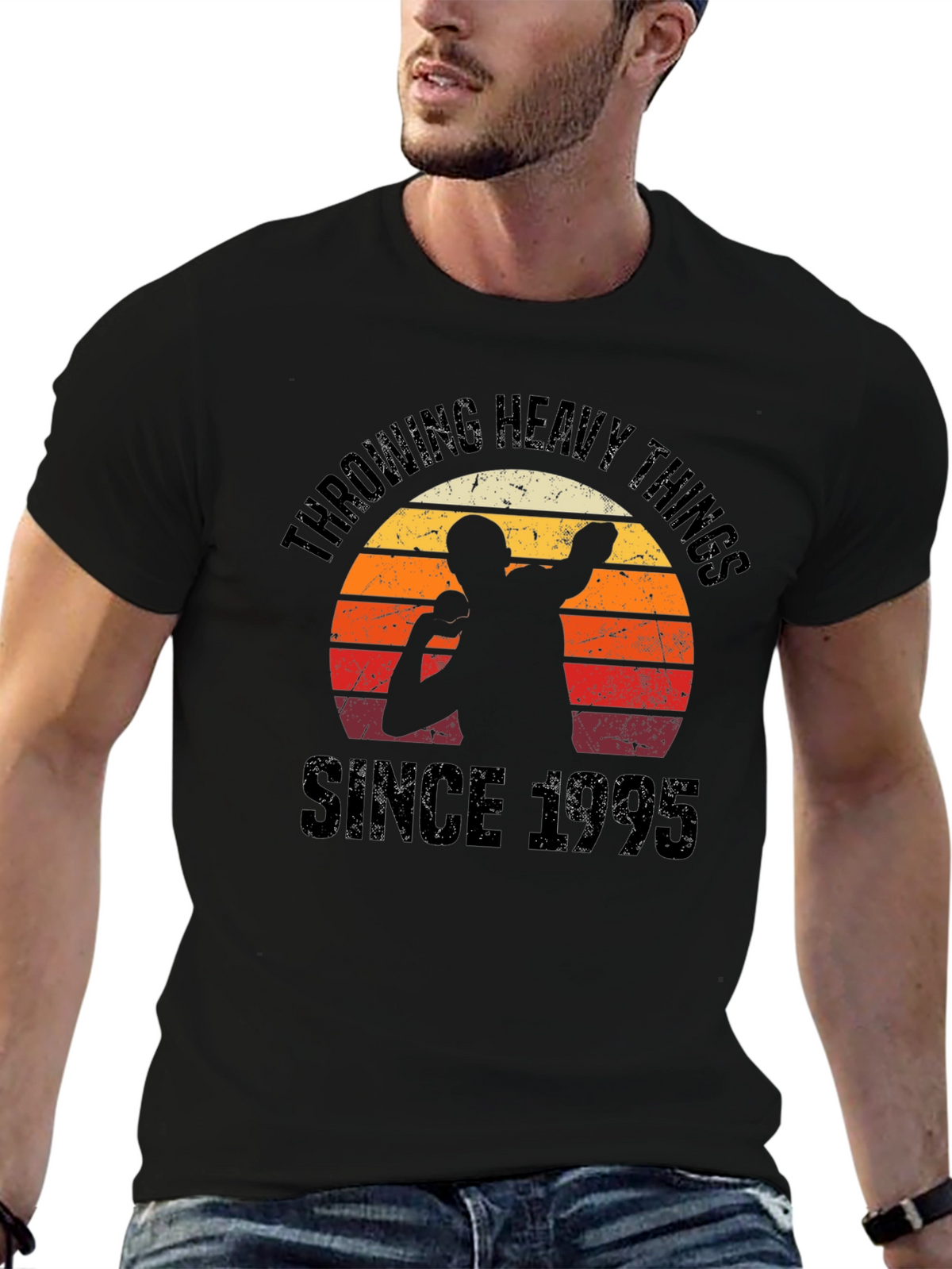 Throwing Heavy Things Since 1995 Black T-Shirt