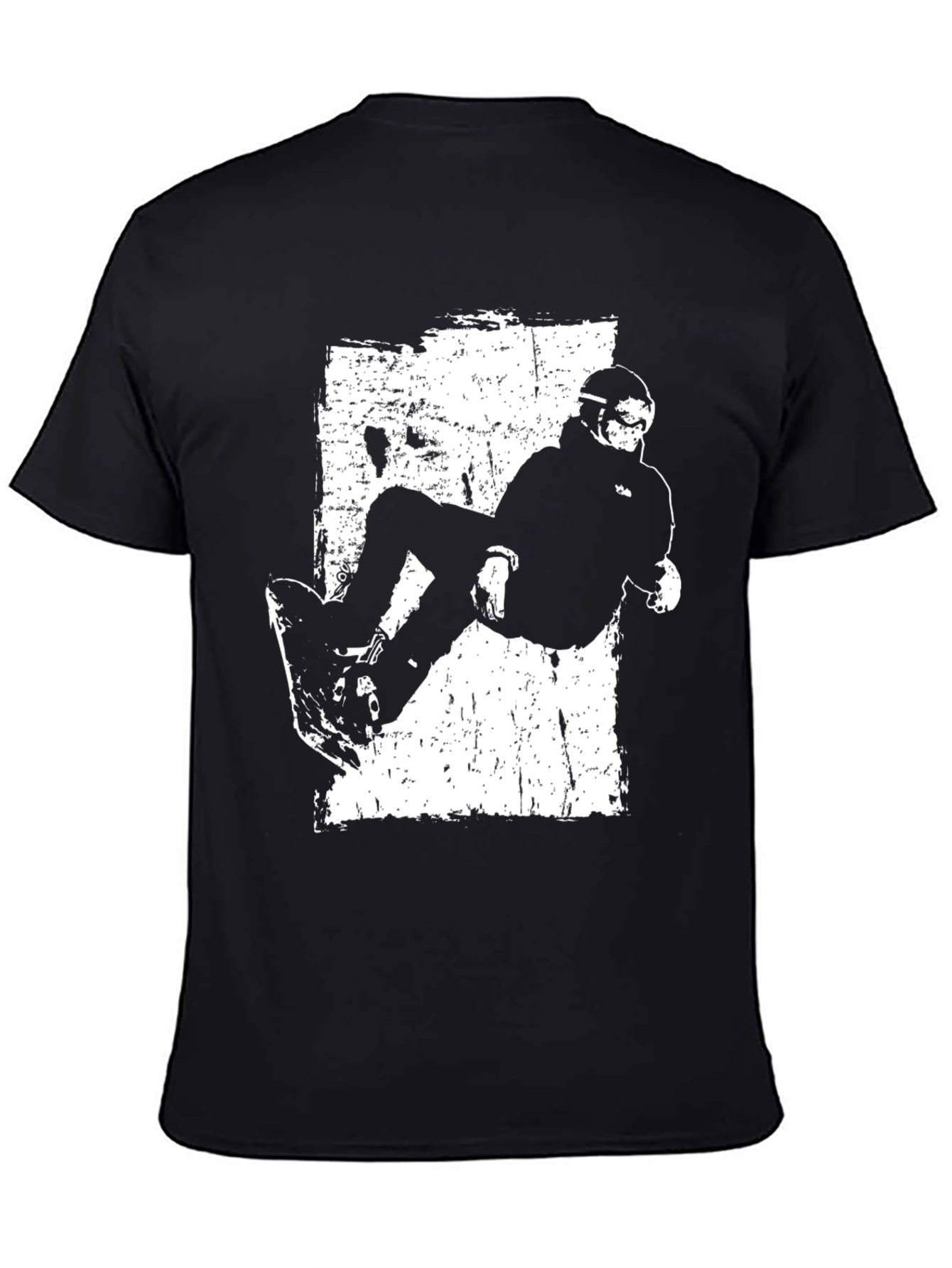 Skateboarder Graphic Tee - Black Cotton Casual Wear