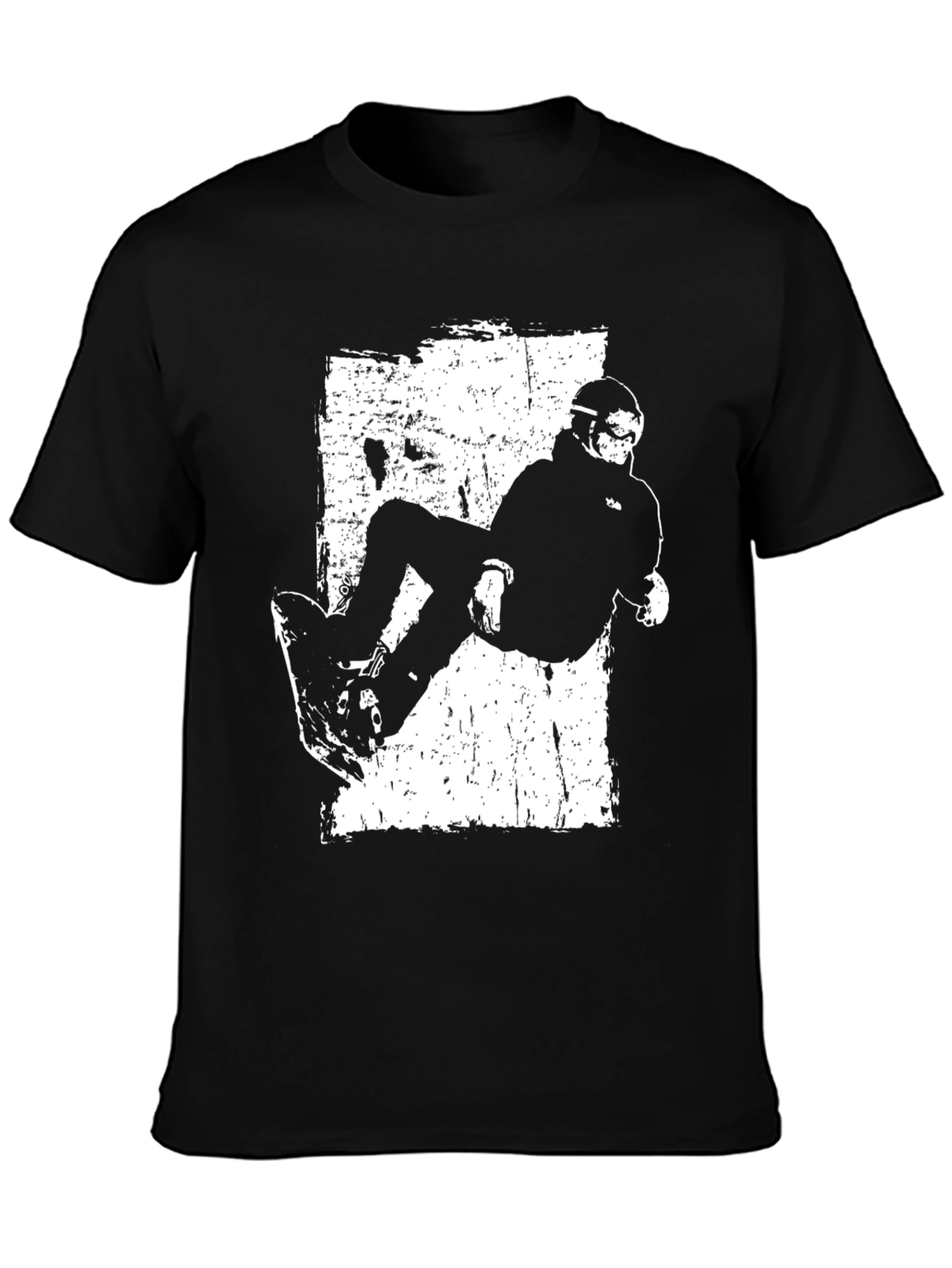 Skateboarder Graphic Tee - Black Cotton Casual Wear