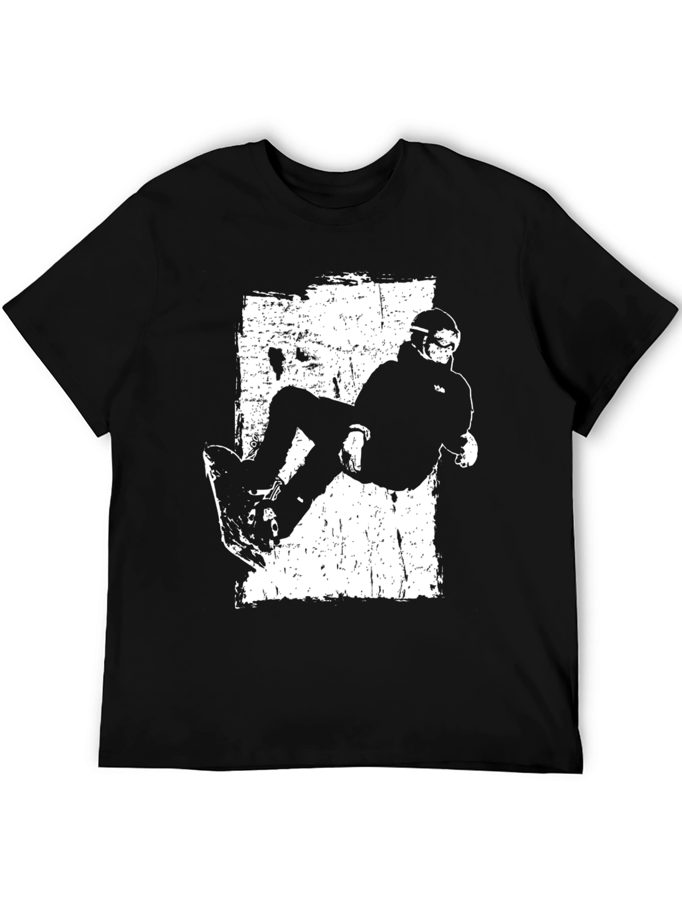 Skateboarder Graphic Tee - Black Cotton Casual Wear