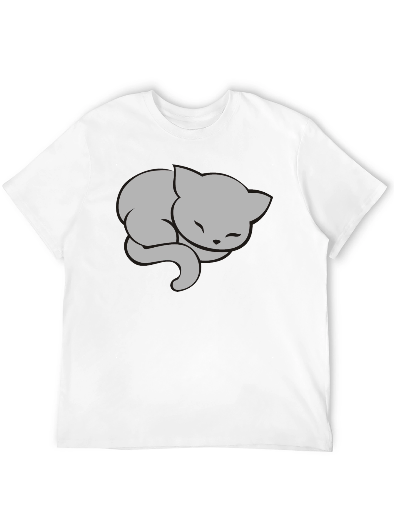 Sleeping Cat Graphic Tee - Stylish Black T-Shirt