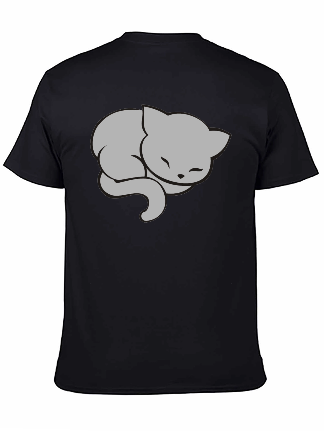 Sleeping Cat Graphic Tee - Stylish Black T-Shirt