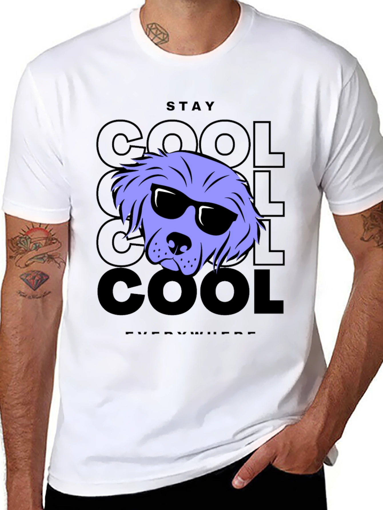 Stay Cool Dog Graphic Tee - Black