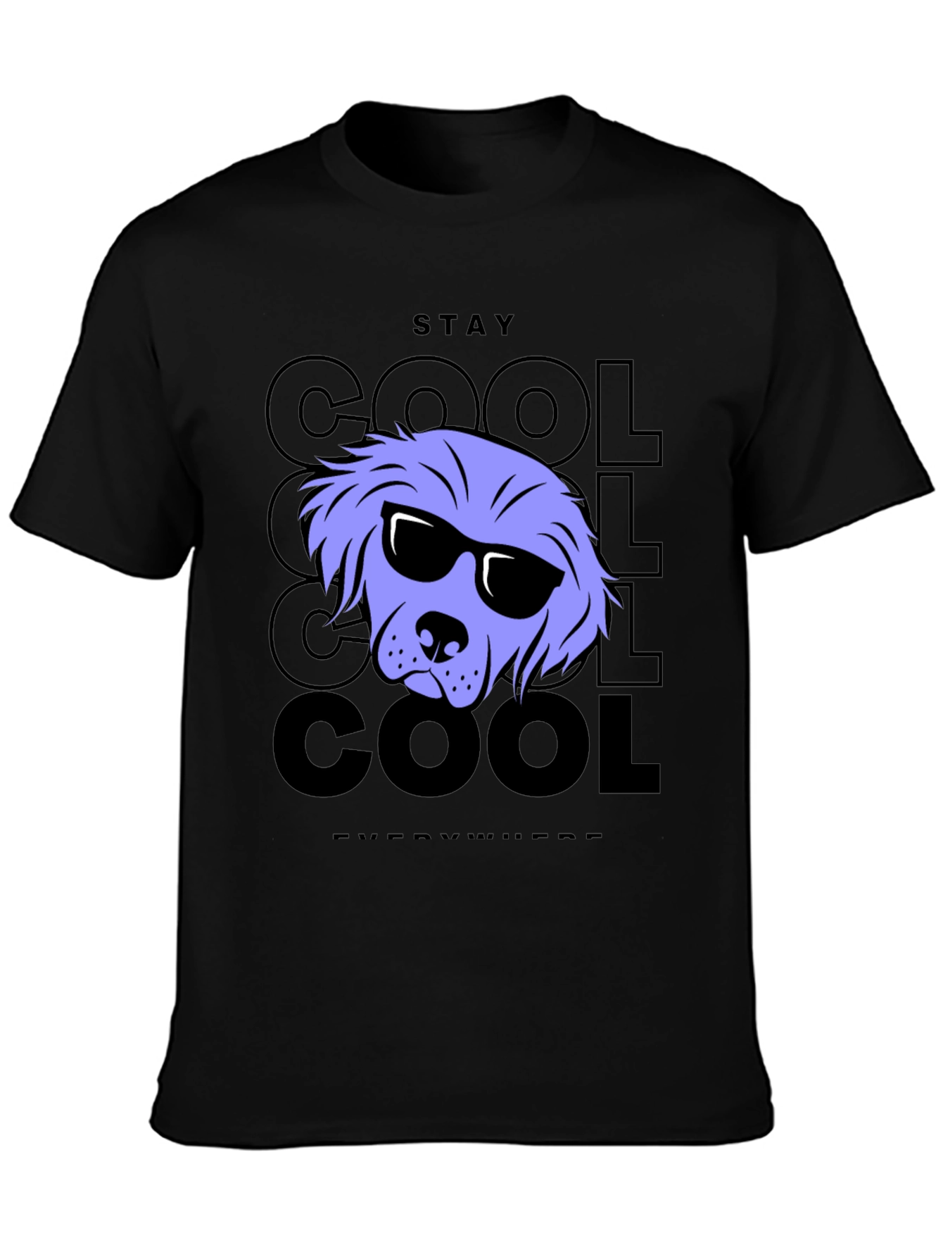 Stay Cool Dog Graphic Tee - Black