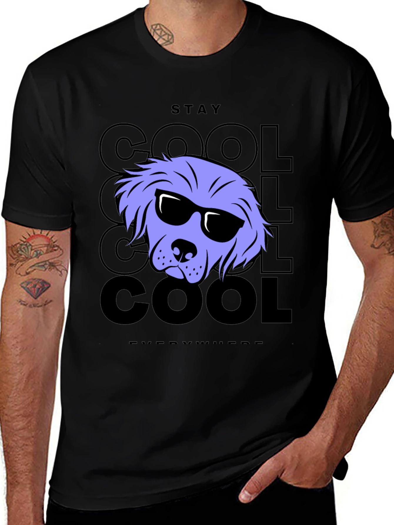 Stay Cool Dog Graphic Tee - Black