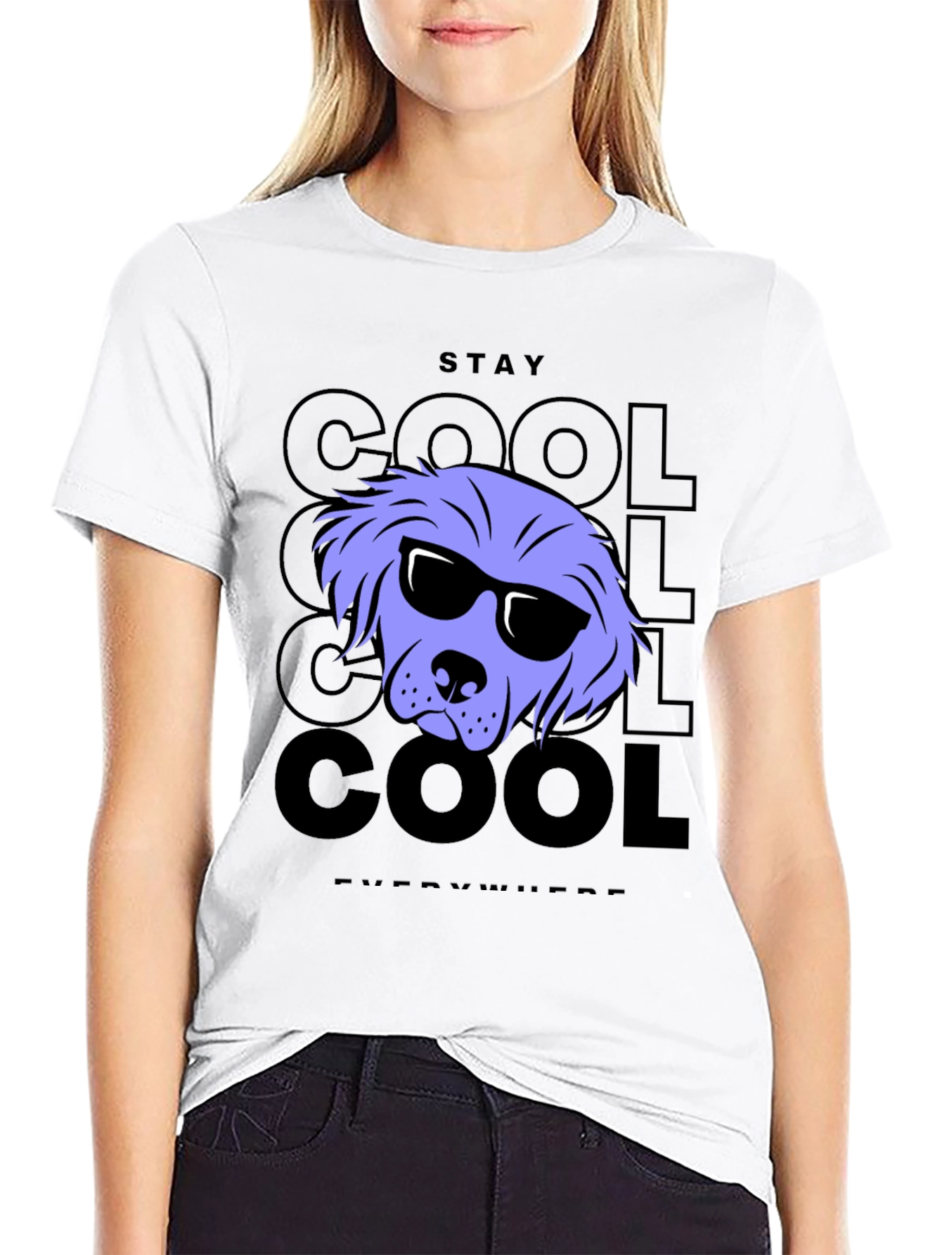 Stay Cool Dog Graphic Tee - Black