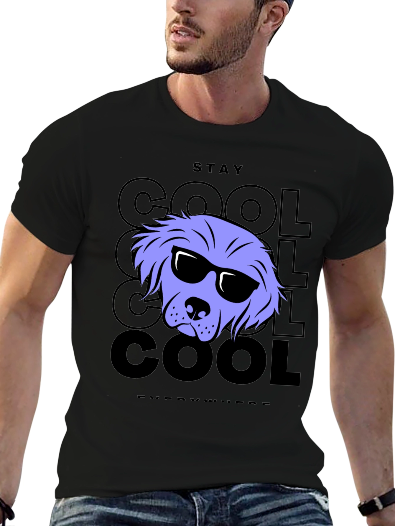 Stay Cool Dog Graphic Tee - Black