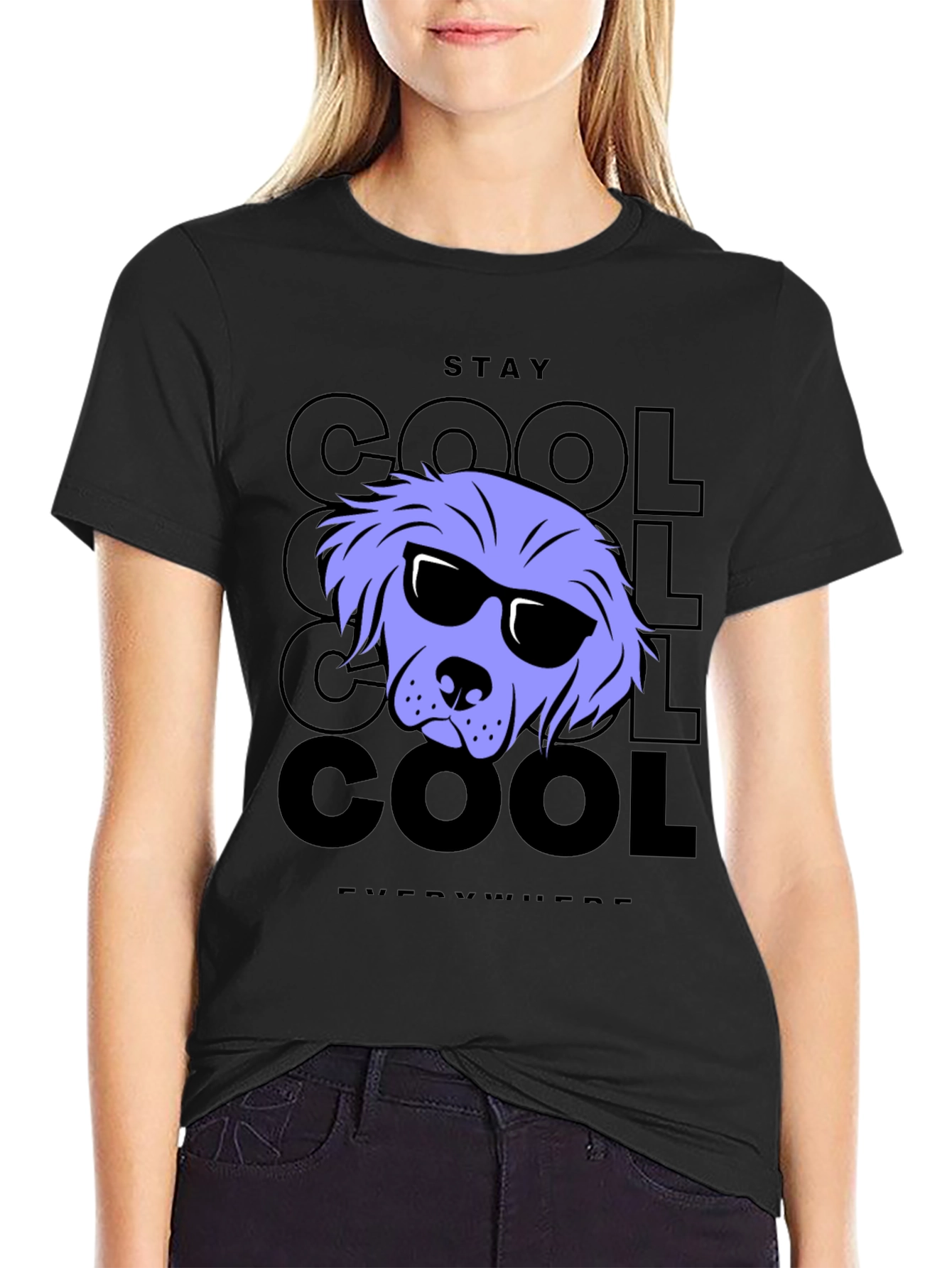 Stay Cool Dog Graphic Tee - Black